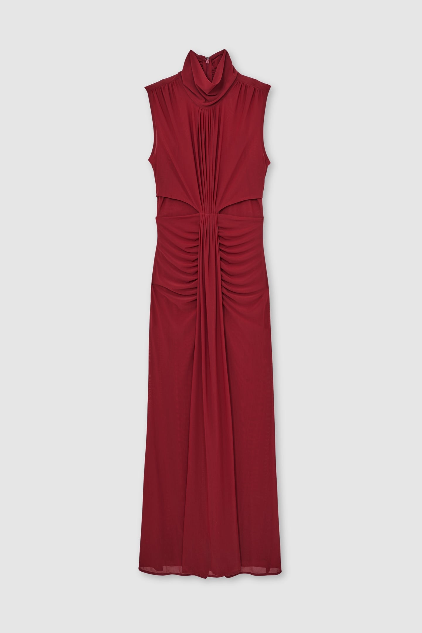 SLEEVELESS RUCHED MAXI DRESS DARK RED 5