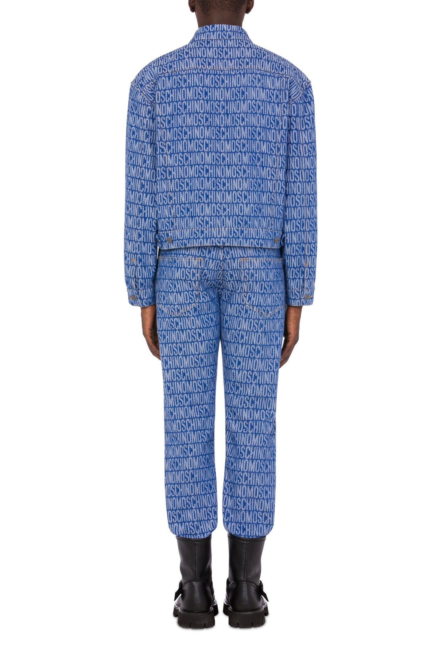 ALLOVER LOGO JACQUARD DENIM JACKET BLUE 2