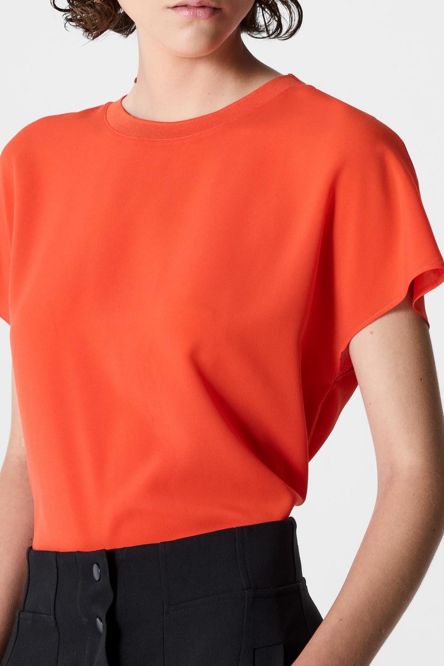 CREPE LIGHT CREW NECK TOP FLAME ORANGE FLAME ORANGE 4