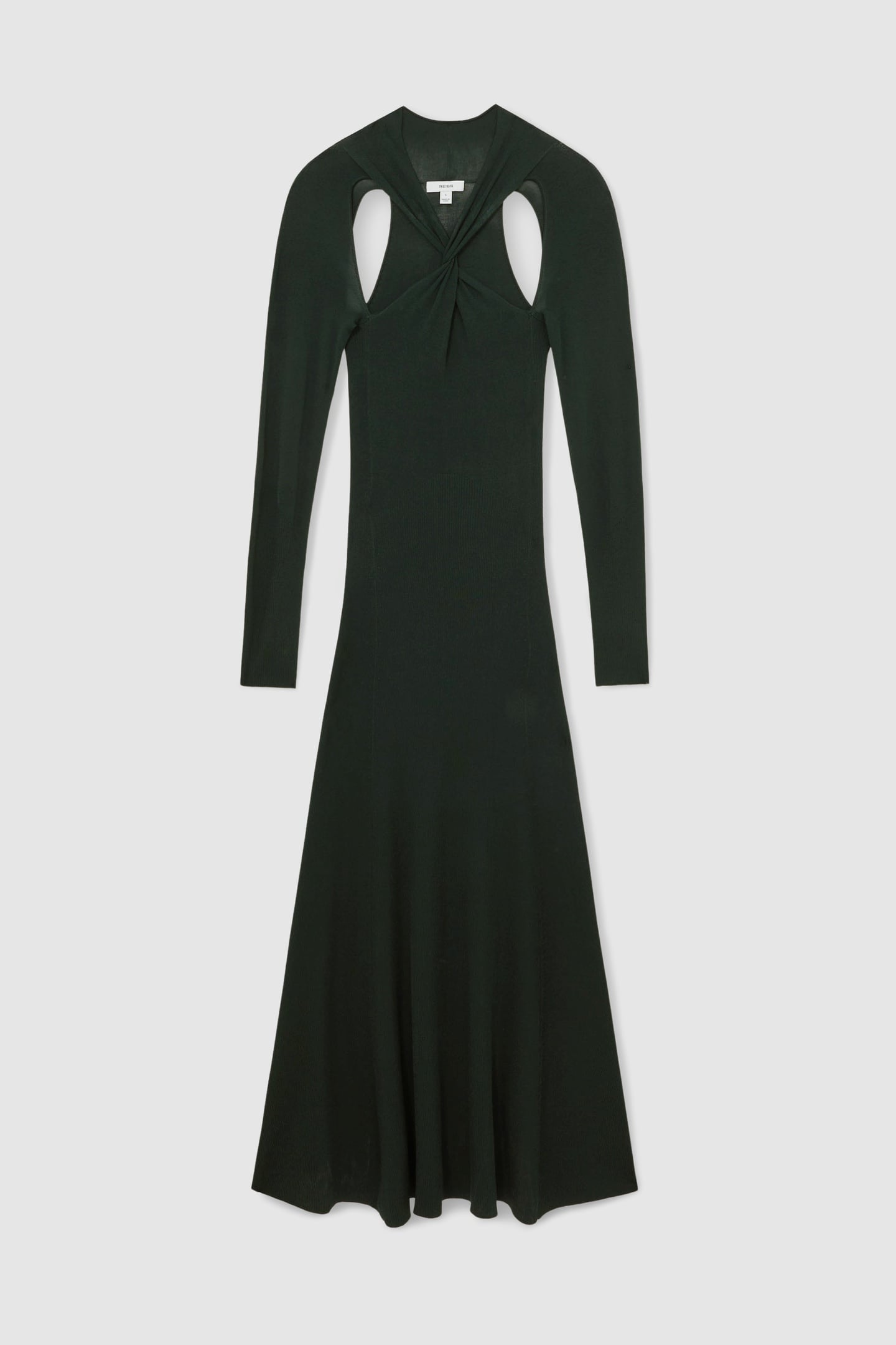 CUT OUT KNITTED MIDI DRESS DARK GREEN 3
