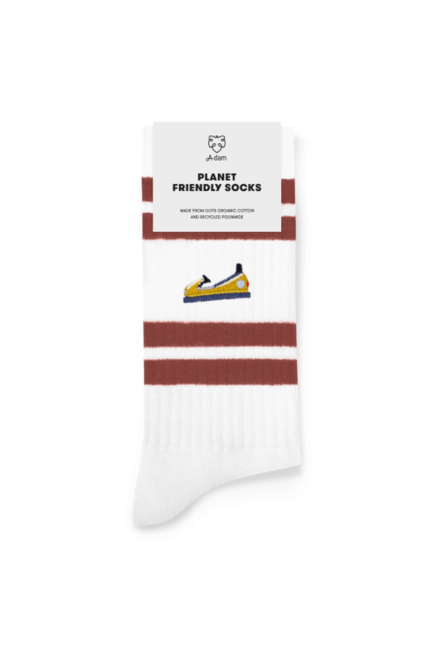 A-DAM 3-PACK CREW SOCKS BURGUNDY STRIPES BUMPER WHITE 4