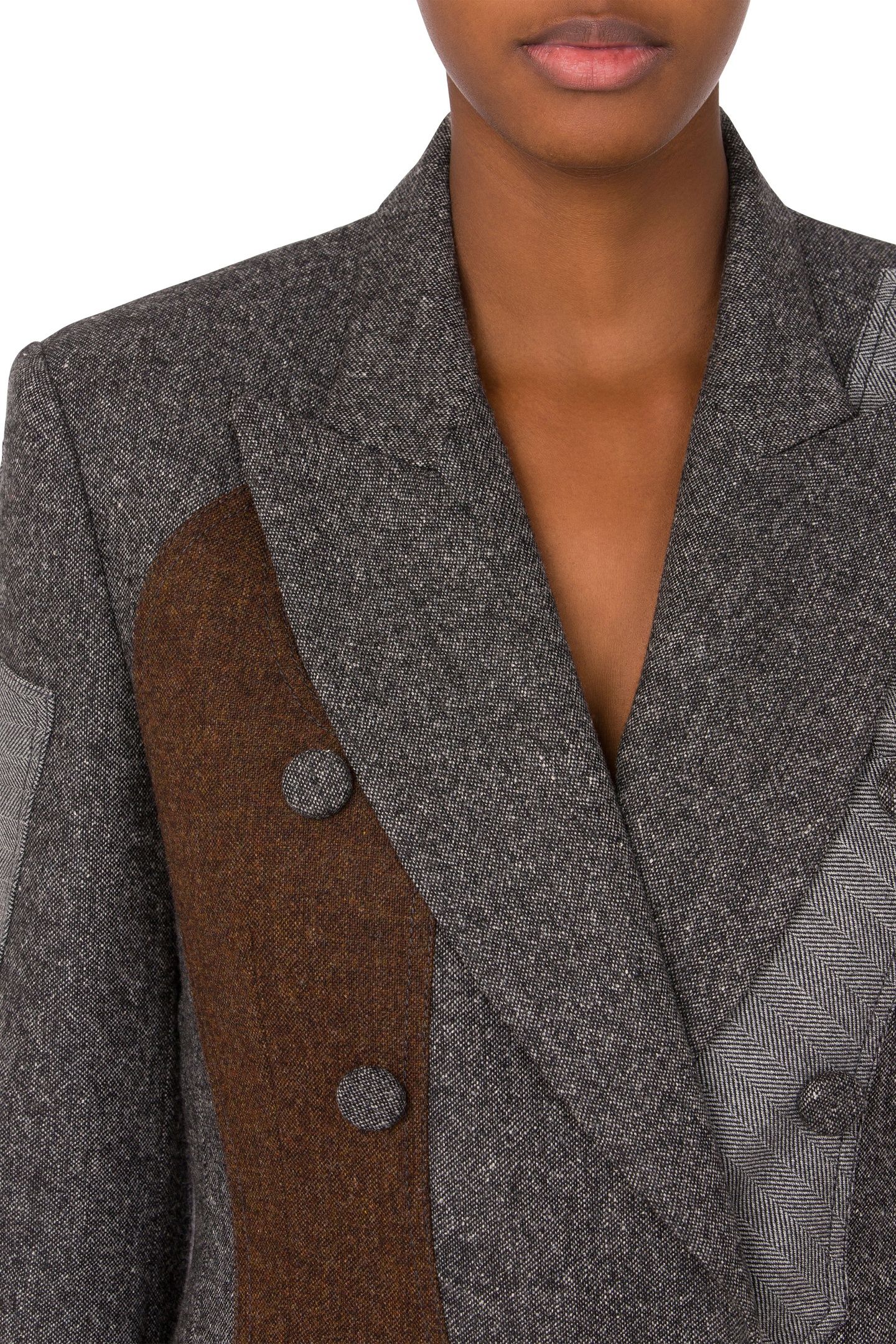 PATCHWORK WOOL BLEND JACKET GREY 4