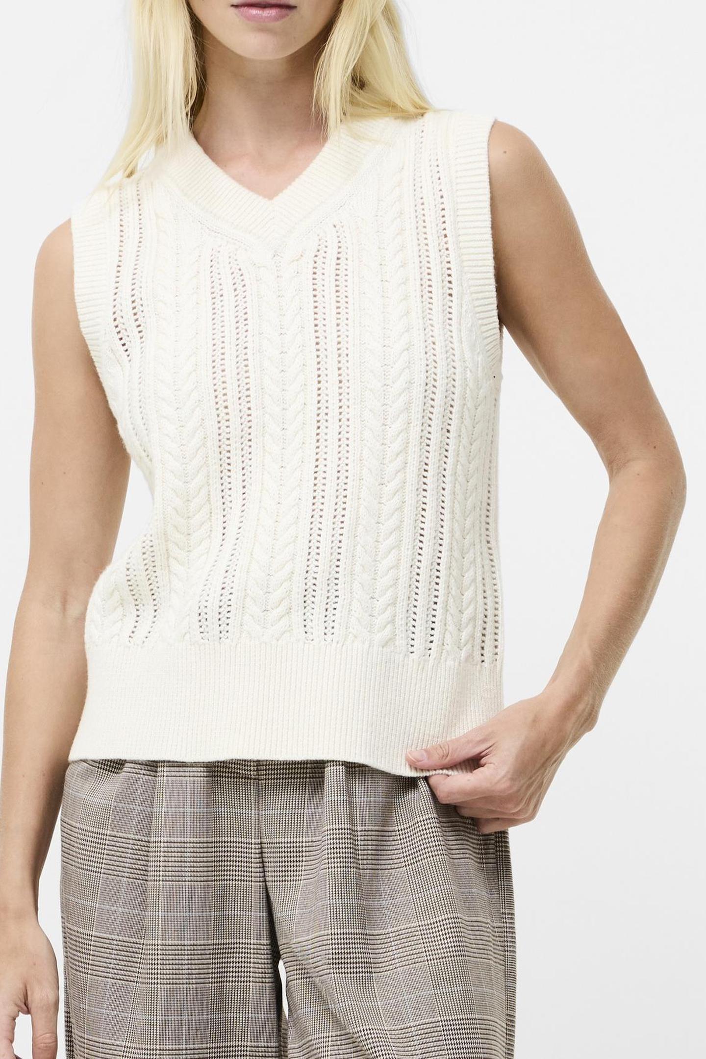 GLINDA CABLE KNIT VEST PORCELAIN CREAM 1