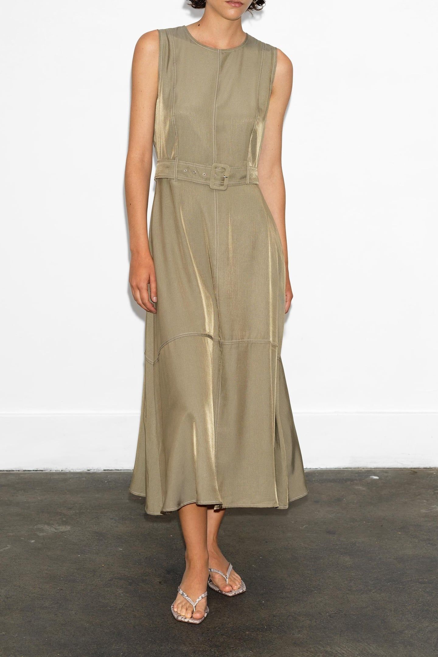 CELINA CUPRO SLVLSS CARGO DRES WASHED KHAKI 1
