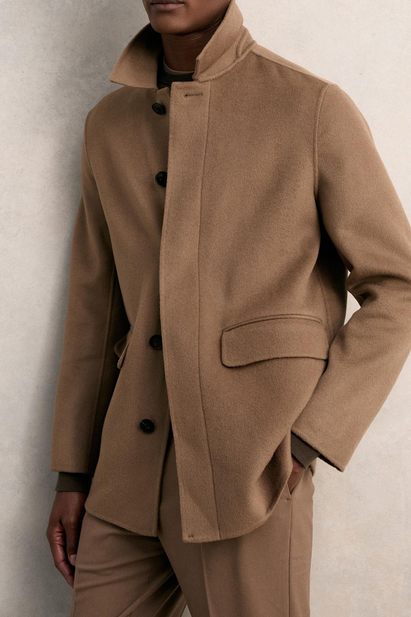LS BUTTON THROUGH DOUBLE FACE WOOL JACKET BROWN 7