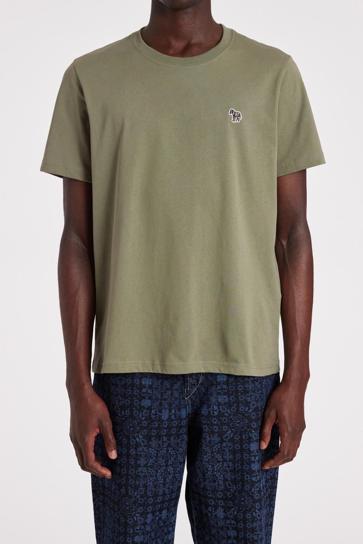 MENS REG FIT SS TSHIRT ZEBRA LT GREYISH GREEN 1