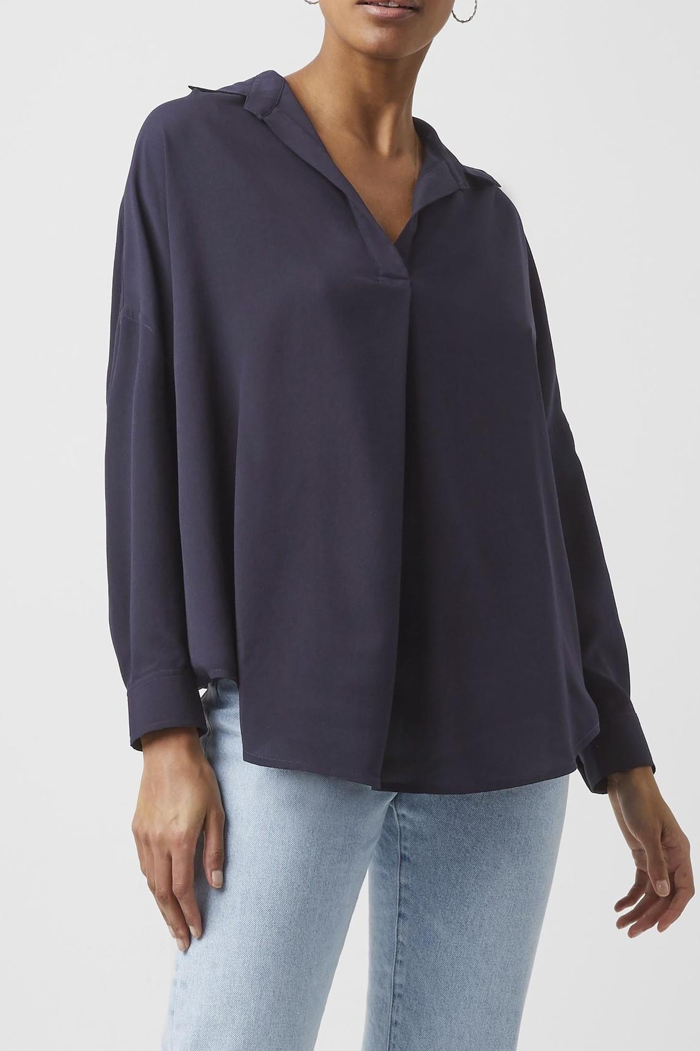 RHODES RECYCLED CREPE POPOVER UTILITY BLUE UTILITY BLUE 1