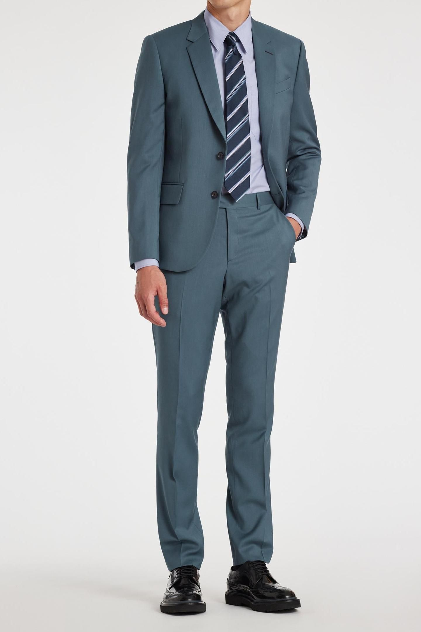 MENS 2 BUTTON SUIT GREYISH BLUE 3