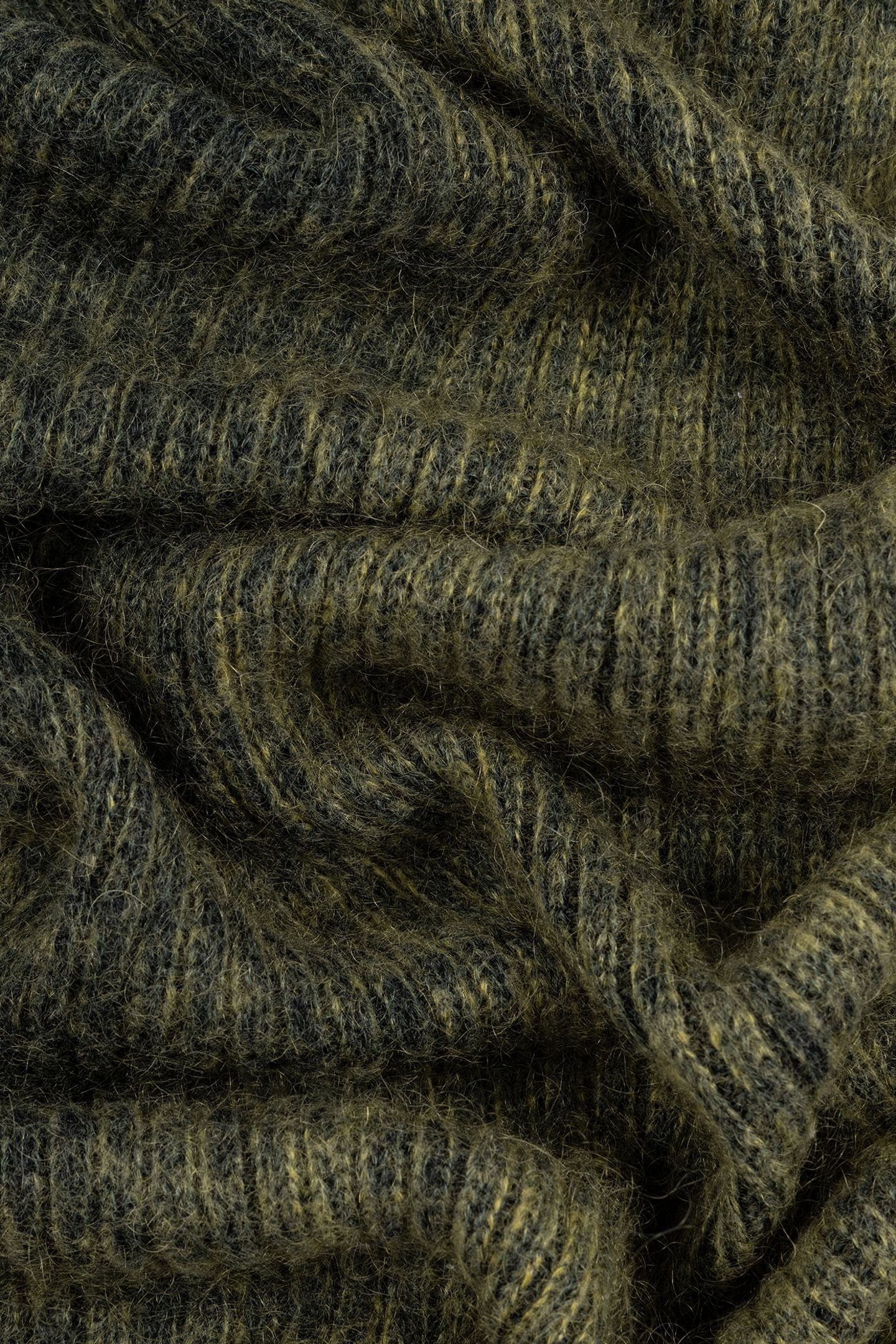 MEN SCARF MOHAIR RIB OLIVE GREEN 5