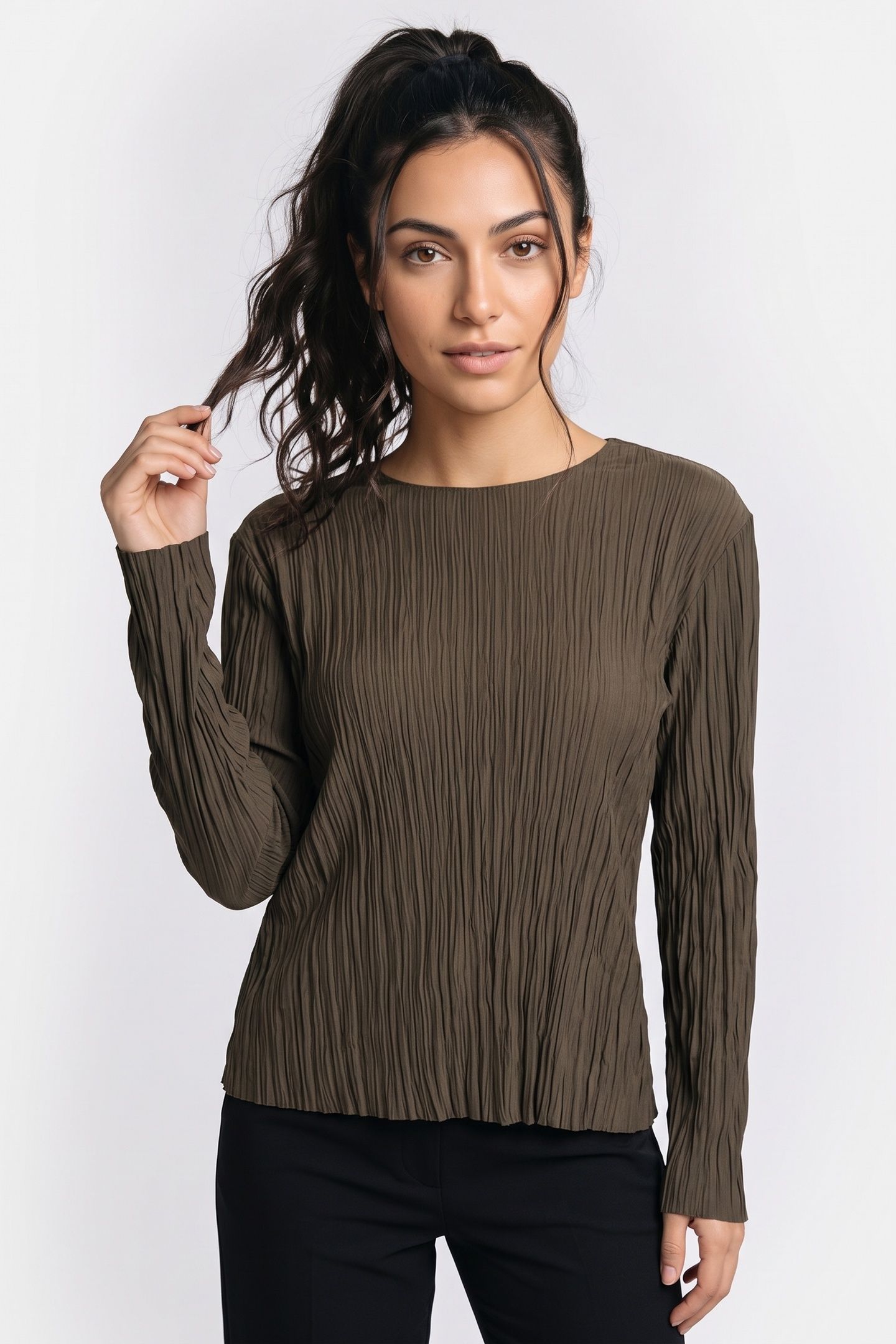 ST VANDA CRINCLE TOP KHAKI 1