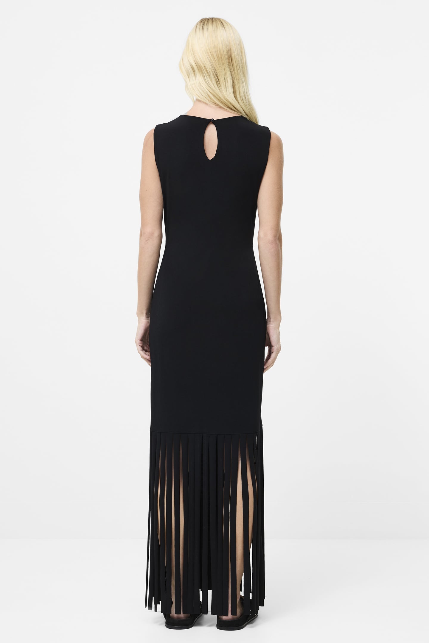 SAMIRA FRINGE JERSEY DRESS BLACK 3
