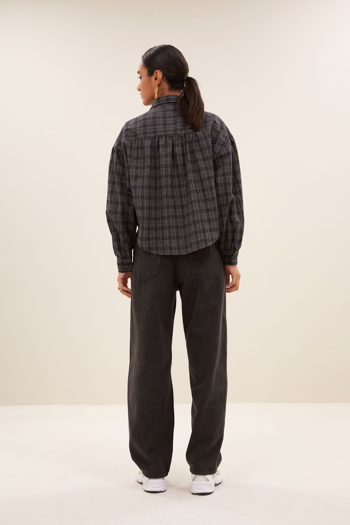 SARAH SHORT CHECK BLOUSE CARAMEL 3