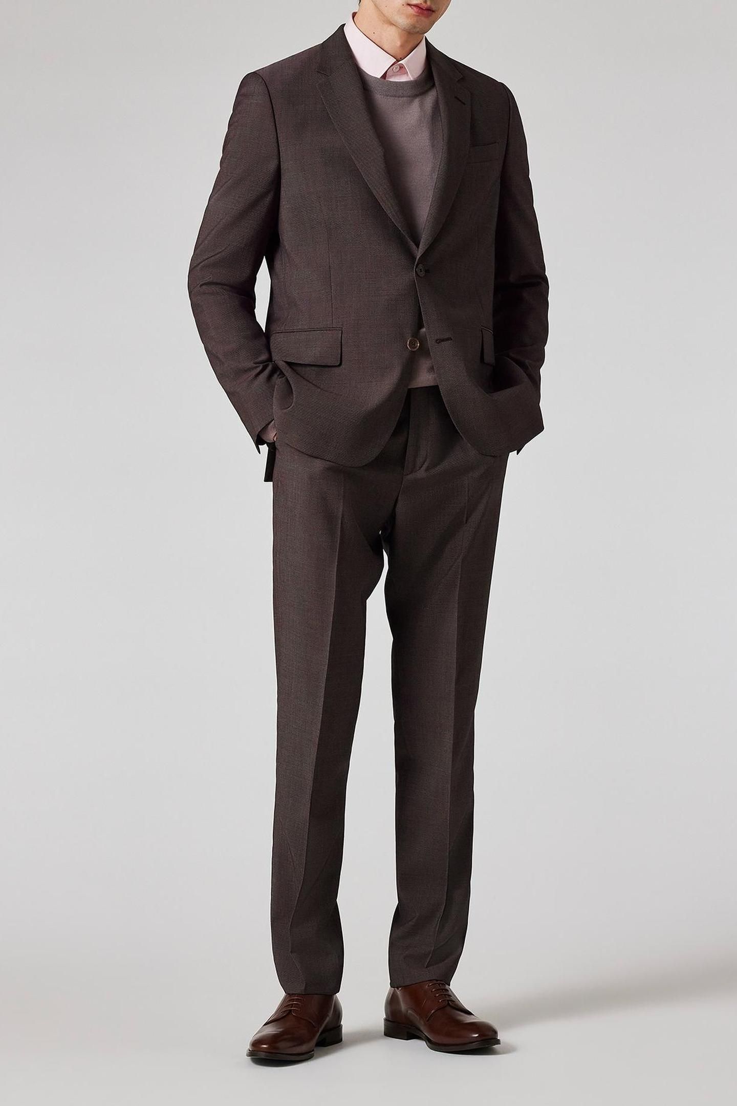 MENS TAILORED FIT 2BTN SUIT CHOCOLATE 2