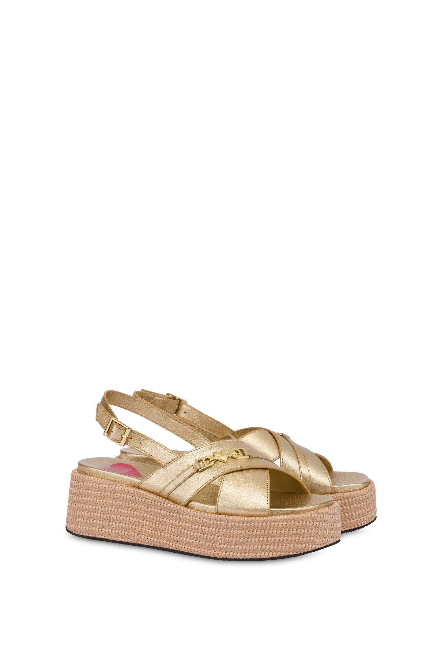 FLATFORM SANDALS IN LAMINATED NAPPA LEATHER GOLD 2