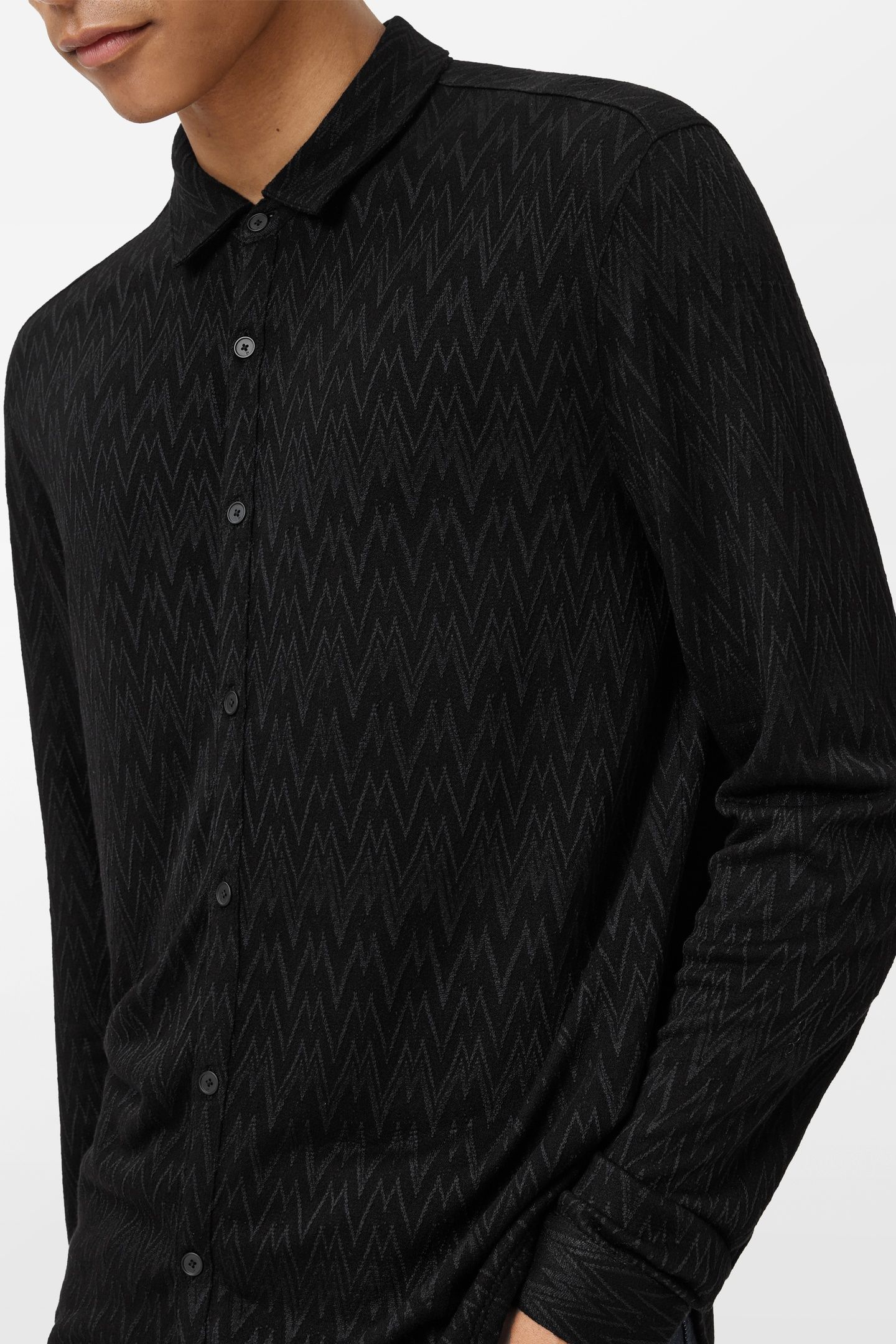 REDMOND LS HERRINGBONE JACQUARD BUTTON D BLACK 3