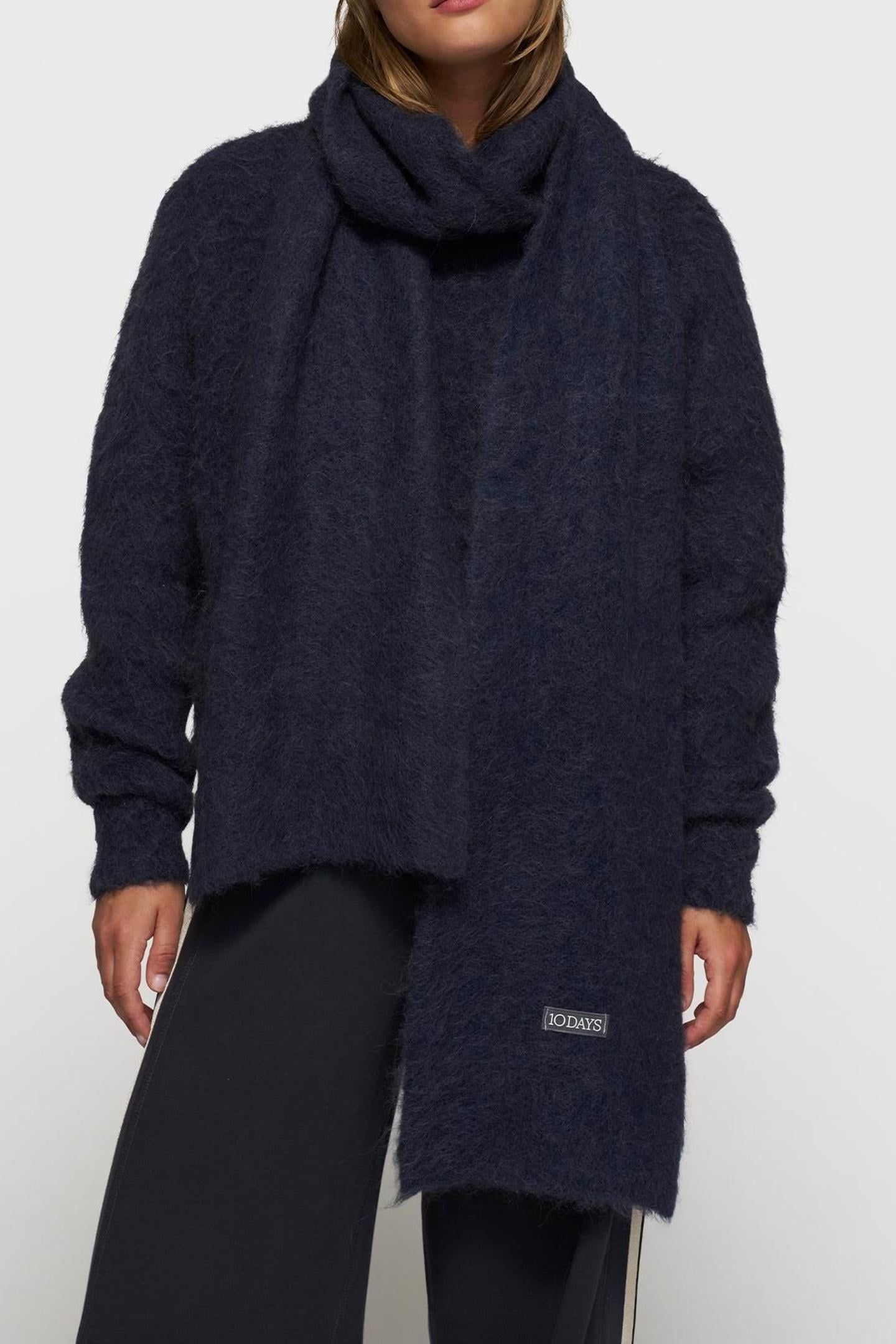 SOFT HAIRY KNIT SCARF DARK NAVY 1