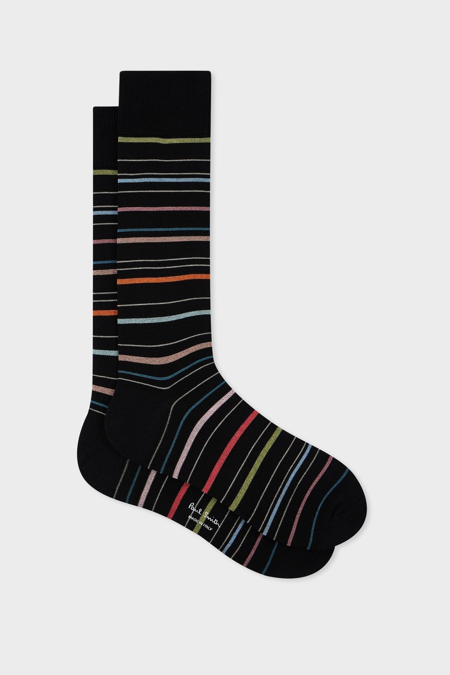 MEN SOCK PENCIL STRIPE BLACK 1