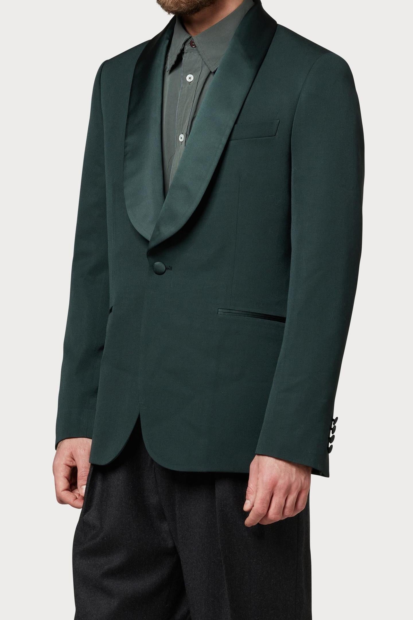 MENS TAILORED FIT 1 BTN JACKET PETROL GREEN 1