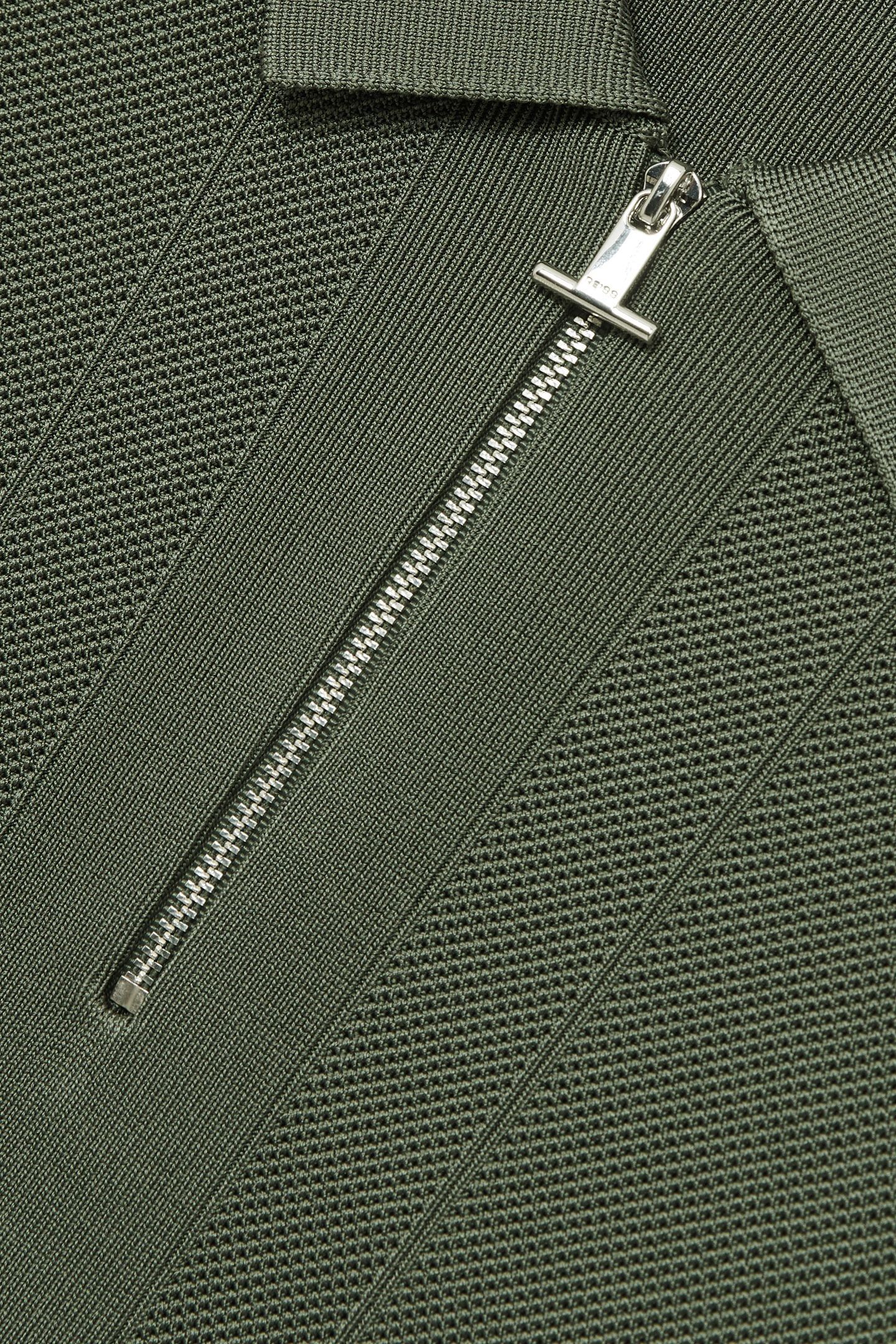 SS HALF ZIP TEXTURED KNITTED POLO HERB GREEN 4