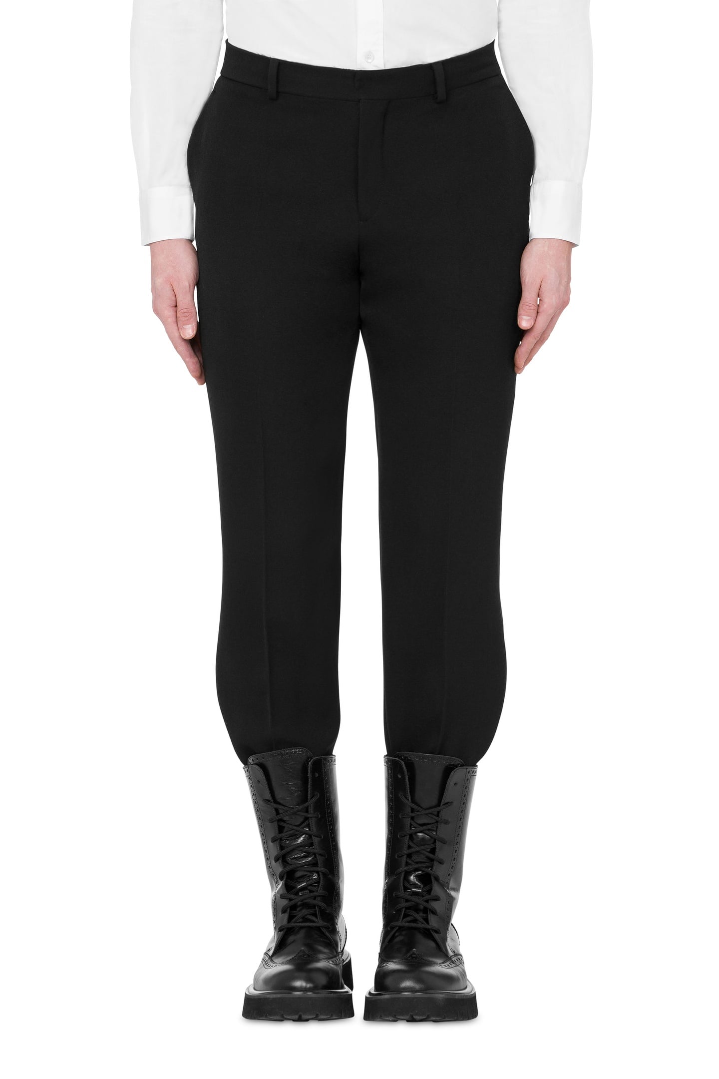 GRAIN DE POUDRE WOOL TROUSERS BLACK 1