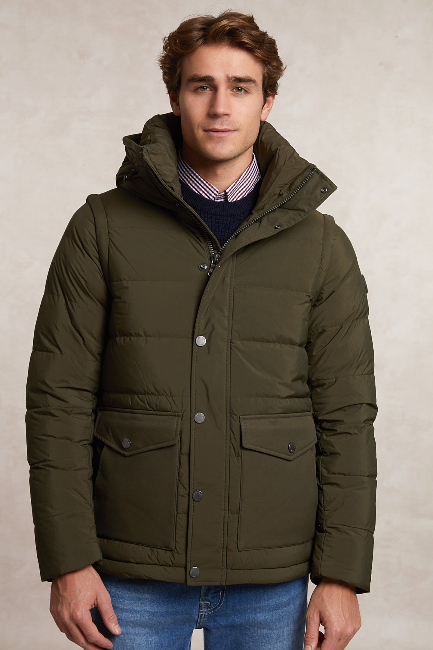 HOODED DOWN JACKET - REMOVABLE SLEEVES OLIVE 3