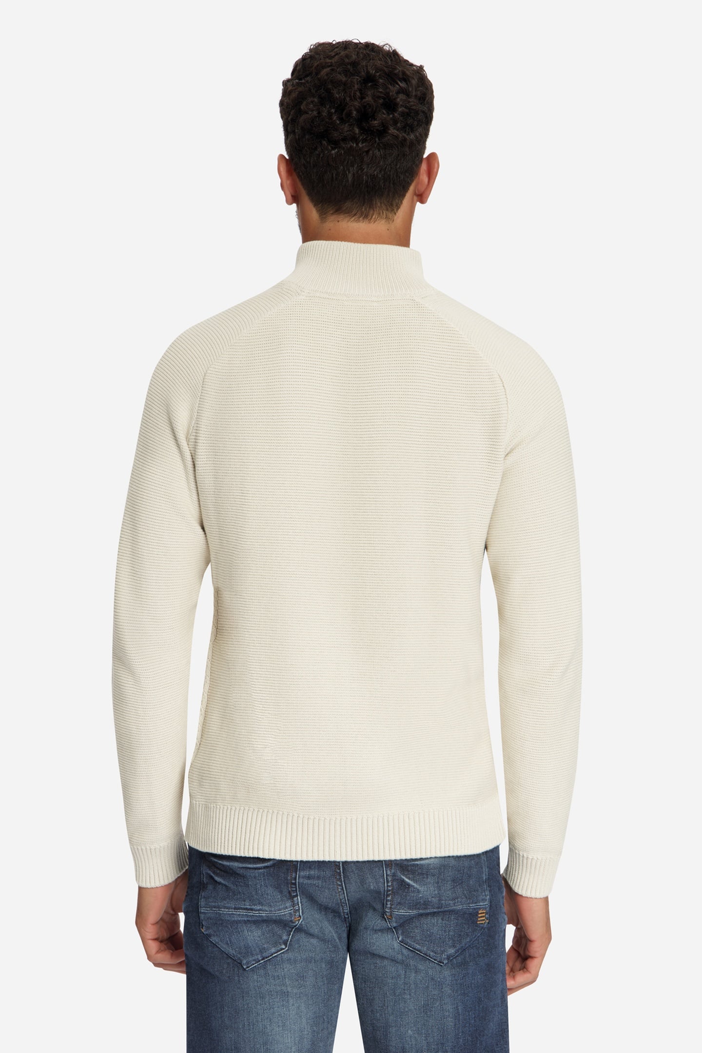 PULLOVER HALF ZIP CABLE KNIT STONE 4