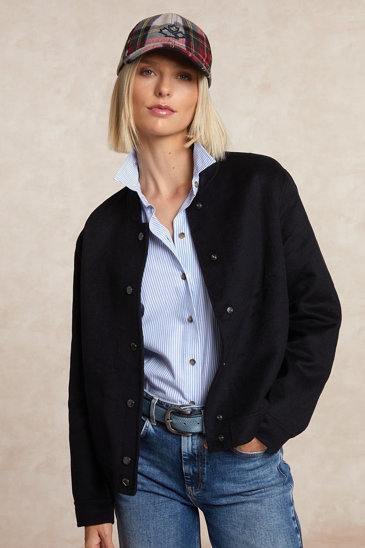 SHORT BOMBER WOOL JKT BLUE 5