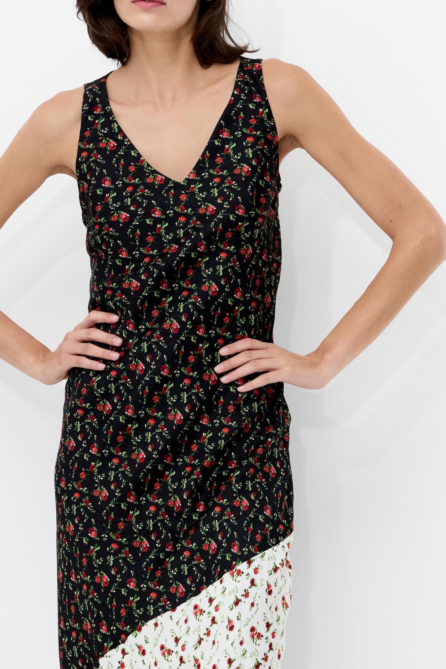 JULIA DITSY BLOOM 2 TONE MIDI BLACK/PORCELAIN CREA 4