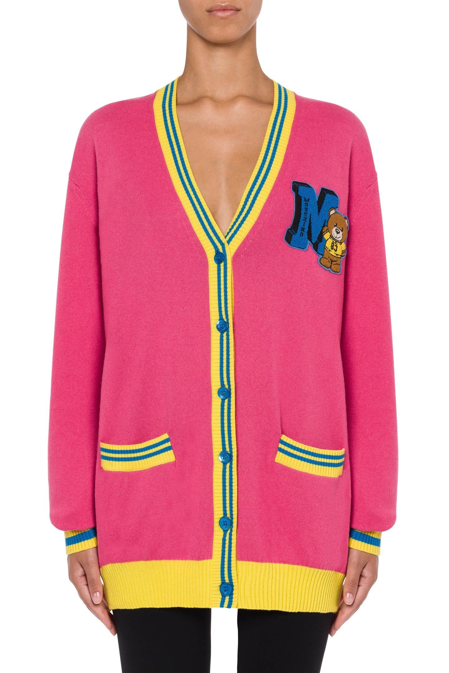 CARDIGAN VARSITY TEDDY BEAR PINK 1