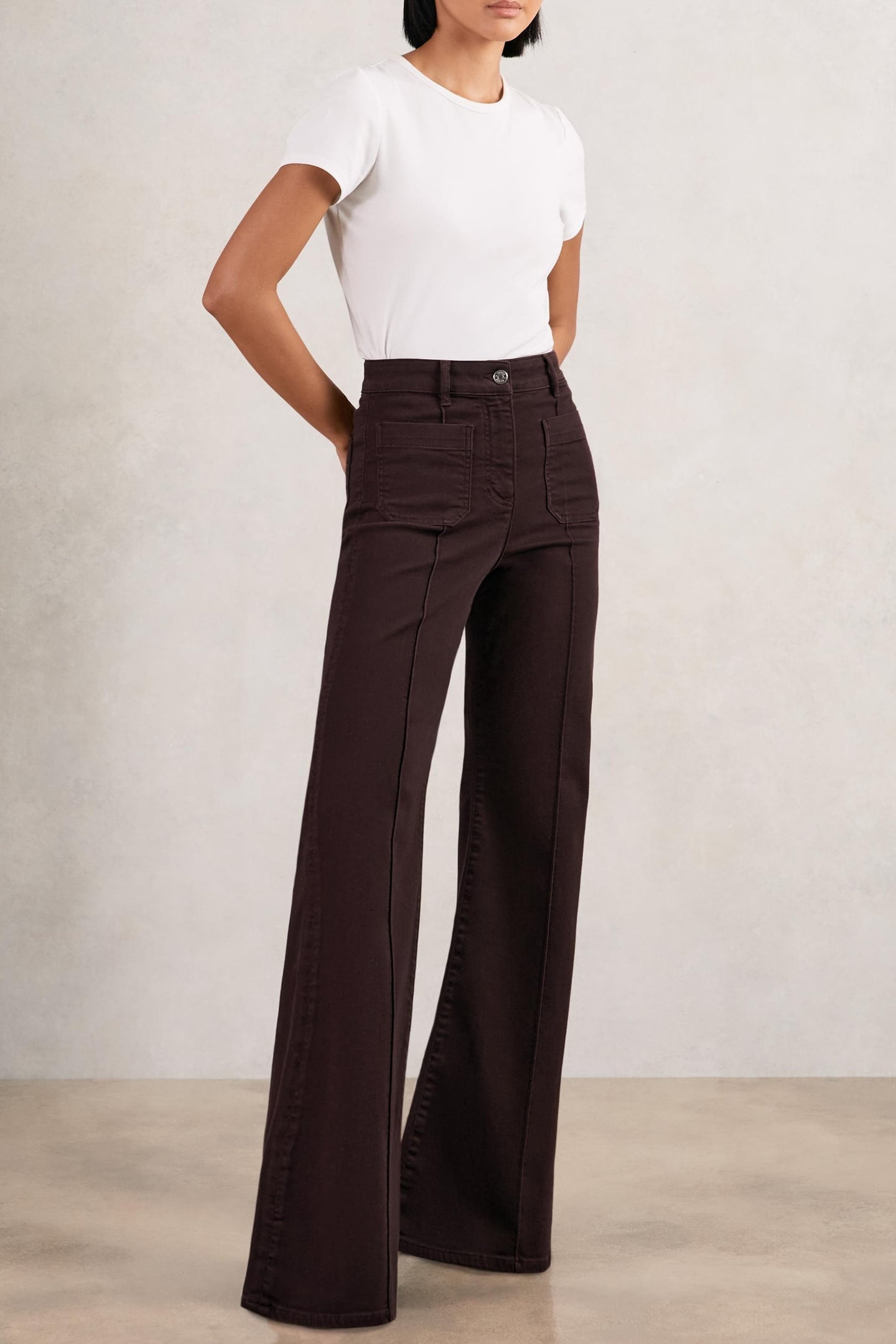 FLARE PATCH POCKET JEAN BURGUNDY 3