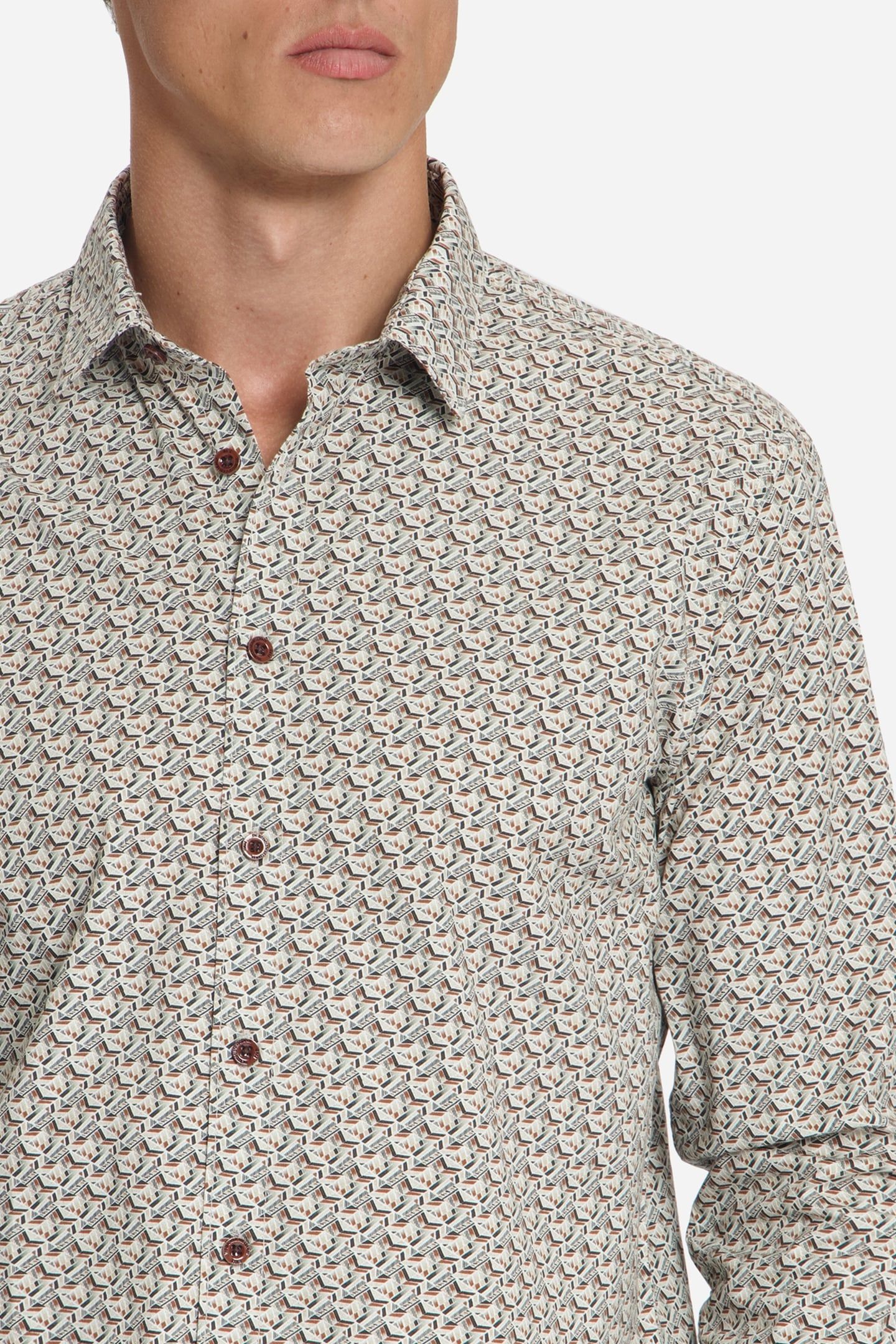 SHIRT STRETCH ALLOVER PRINTED CARAMEL 7