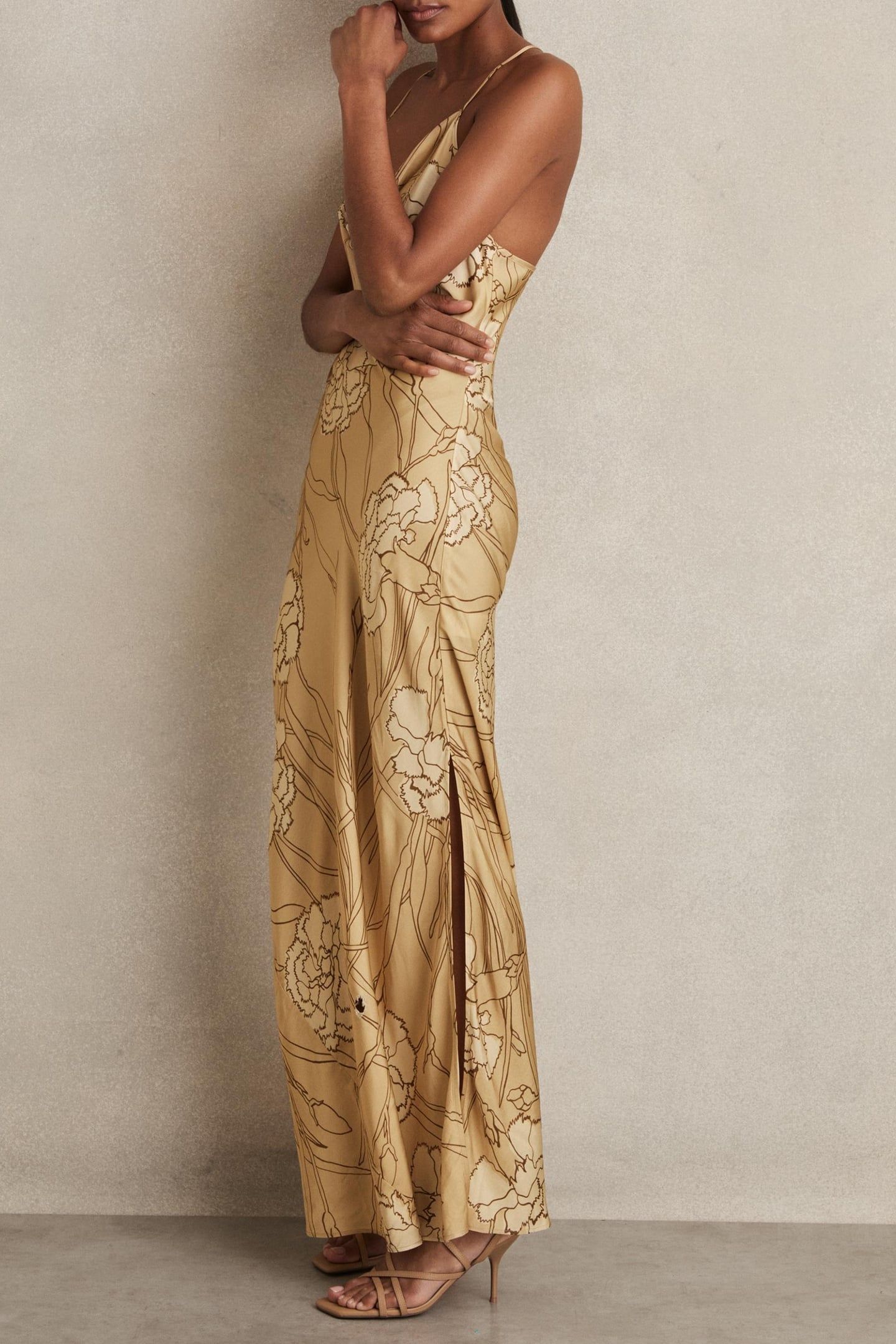 FLORAL PRINTED SLIP DRESS GOLD 3