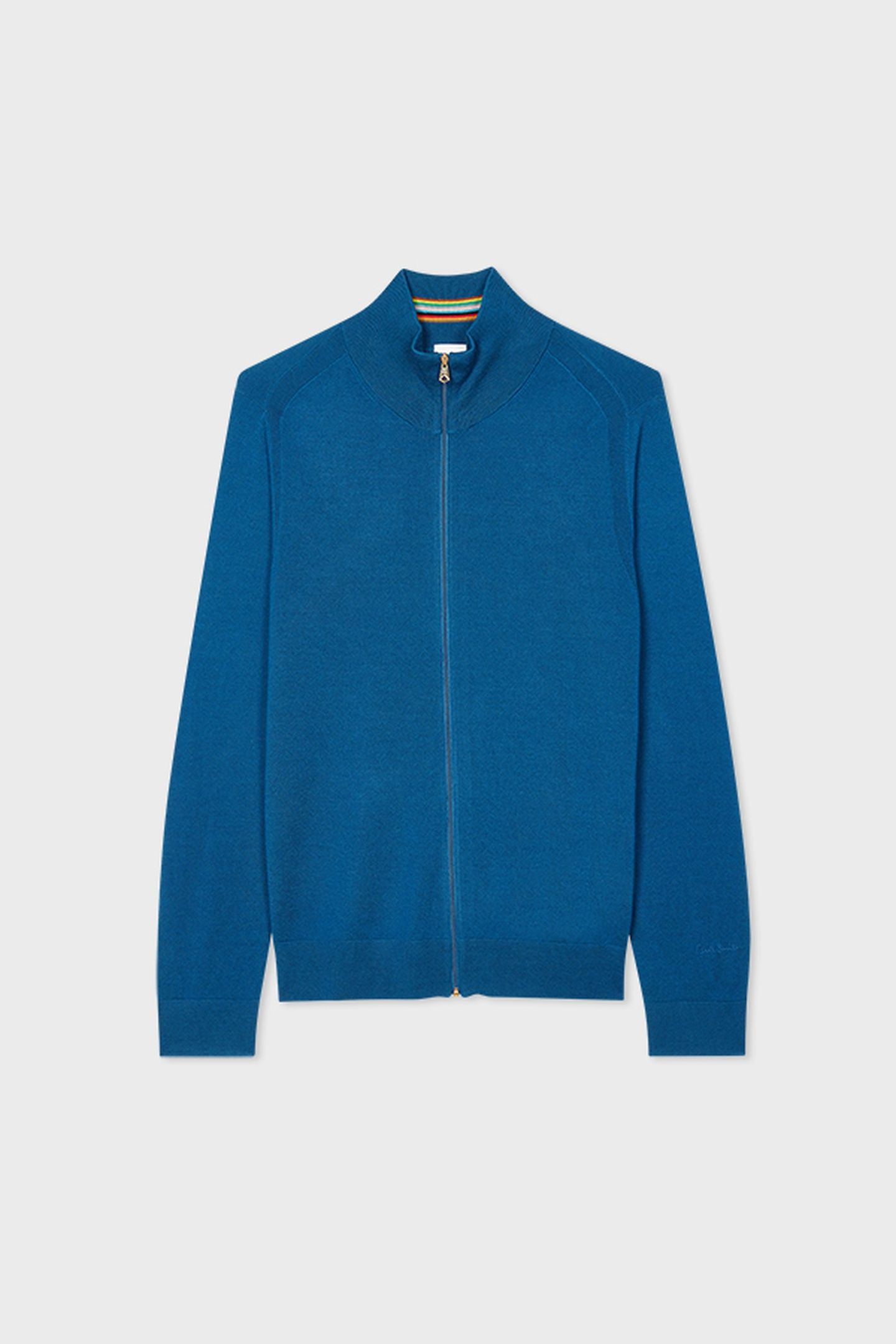 MENS CARDIGAN ZIP THRU PETROL BLUE 2