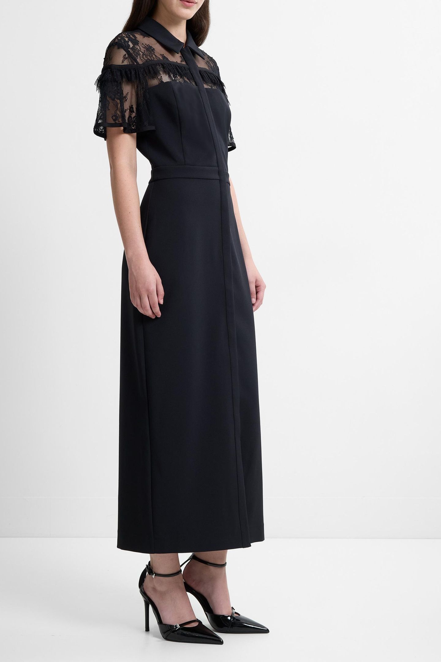 MILES LACE MIX MIDI DRESS BLACK 3