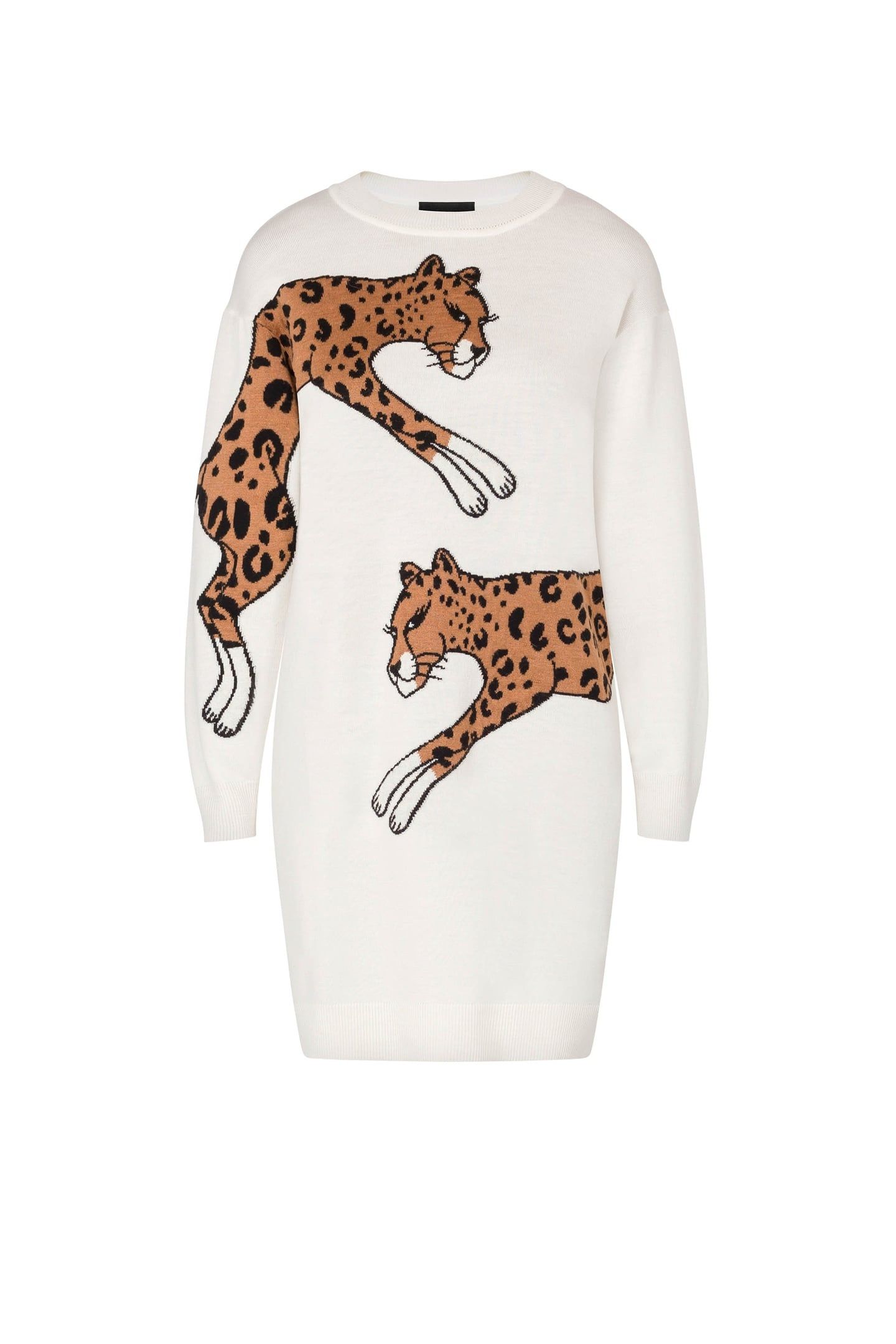 LEOPARD JACQUARD WOOL DRESS WHITE 3