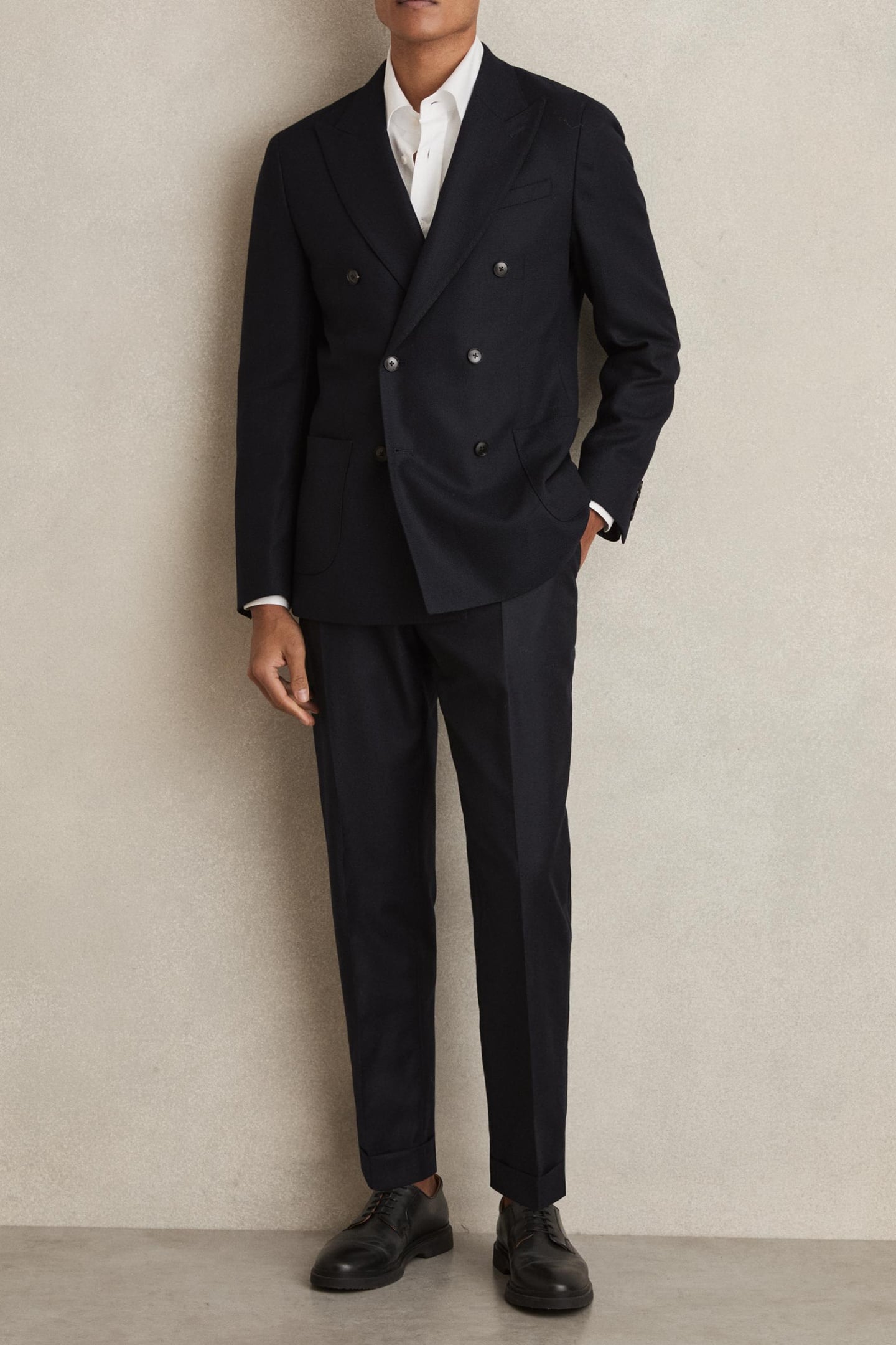 DB PEAK TEXTURED WEAVE BLAZER NAVY 1