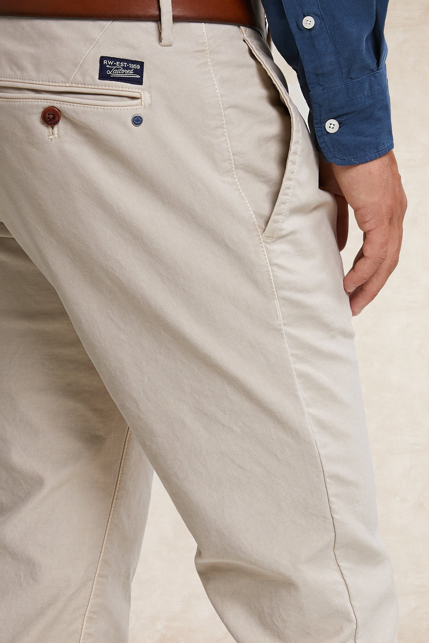 SLIM FIT BASIC CHINO PANTS SAND BEIGE 4