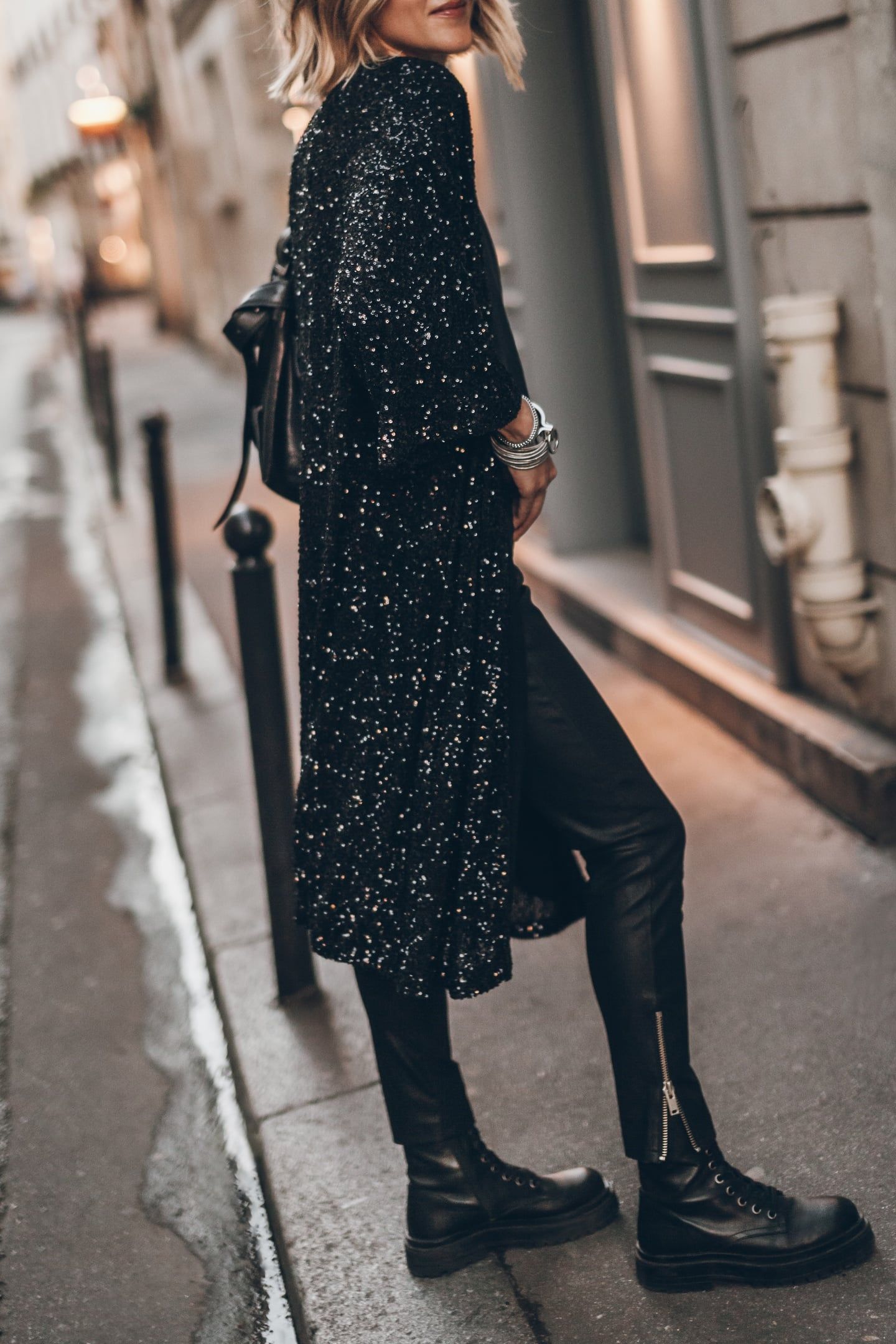 THE BLACK SEQUIN KIMONO BLACK 2