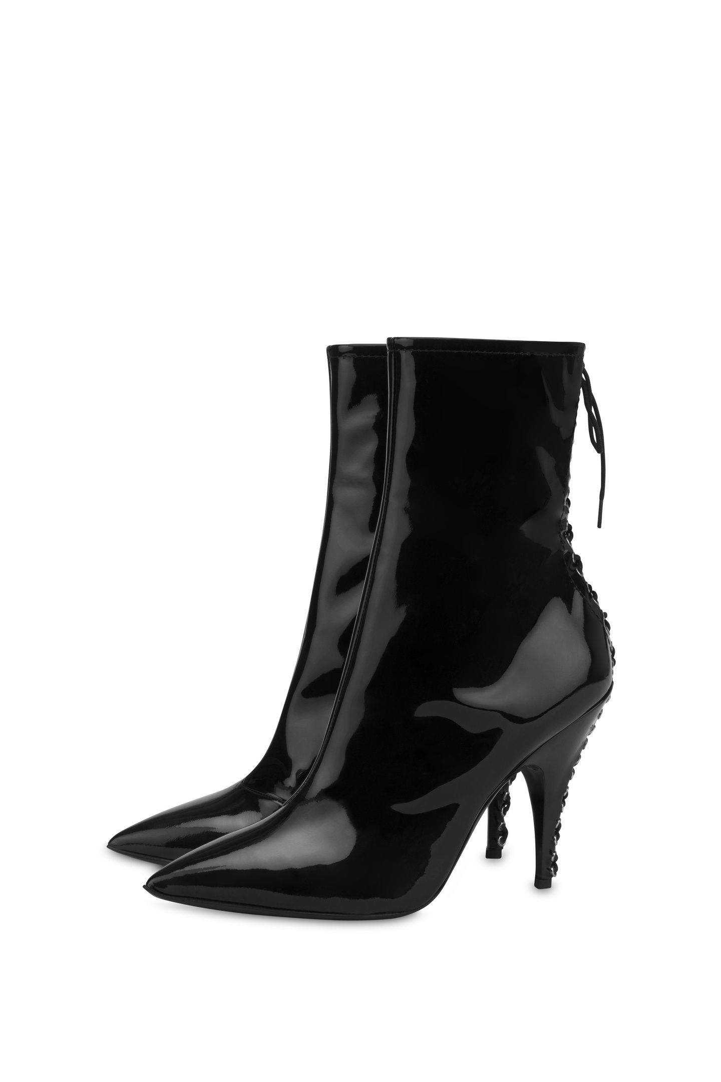 PATENT LEATHER ANKLE BOOTS WITH LACES BLACK 2