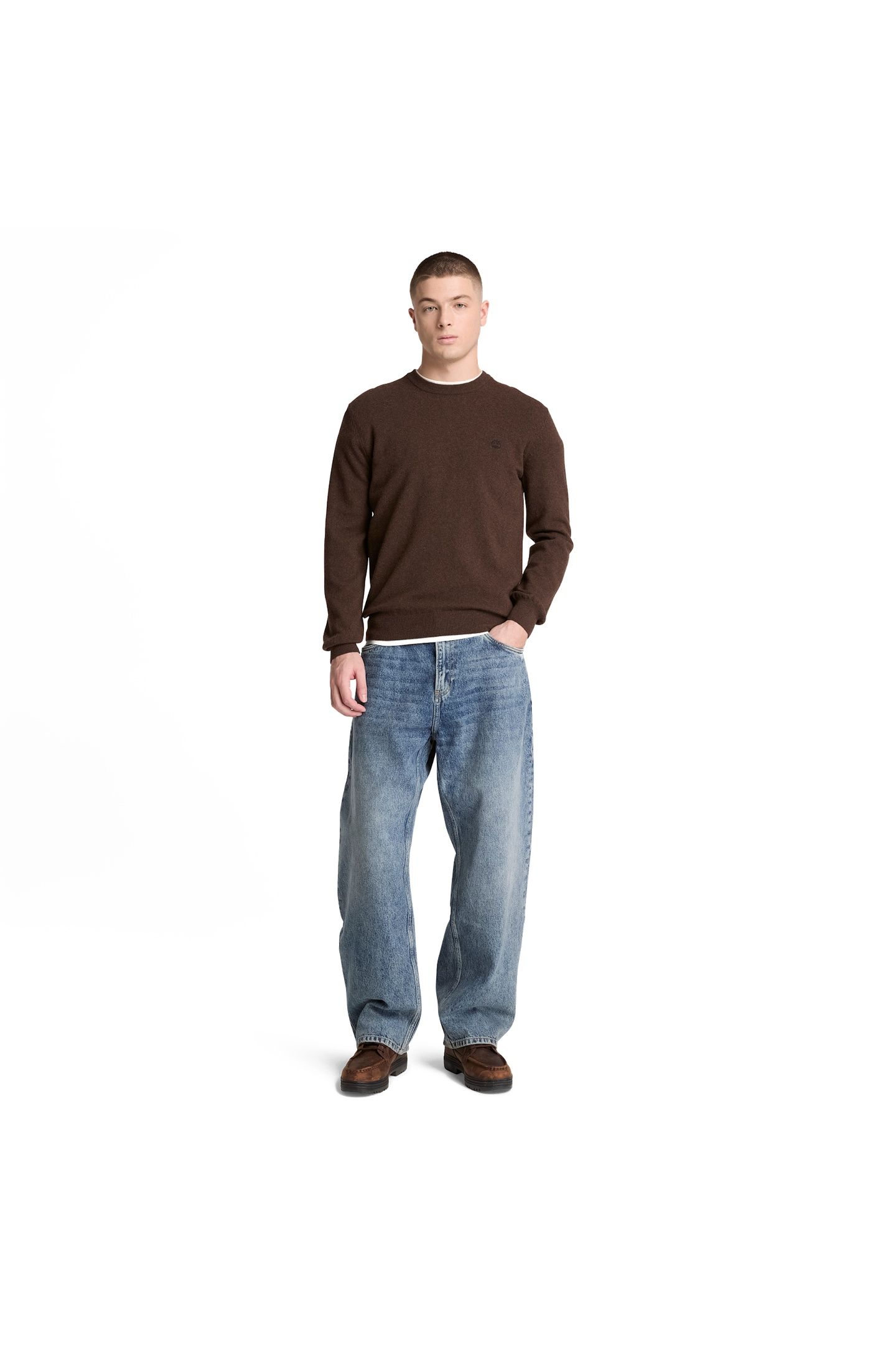 JAFFREY WOOL CREWNECK SWEATER MOLE HEATHER 3