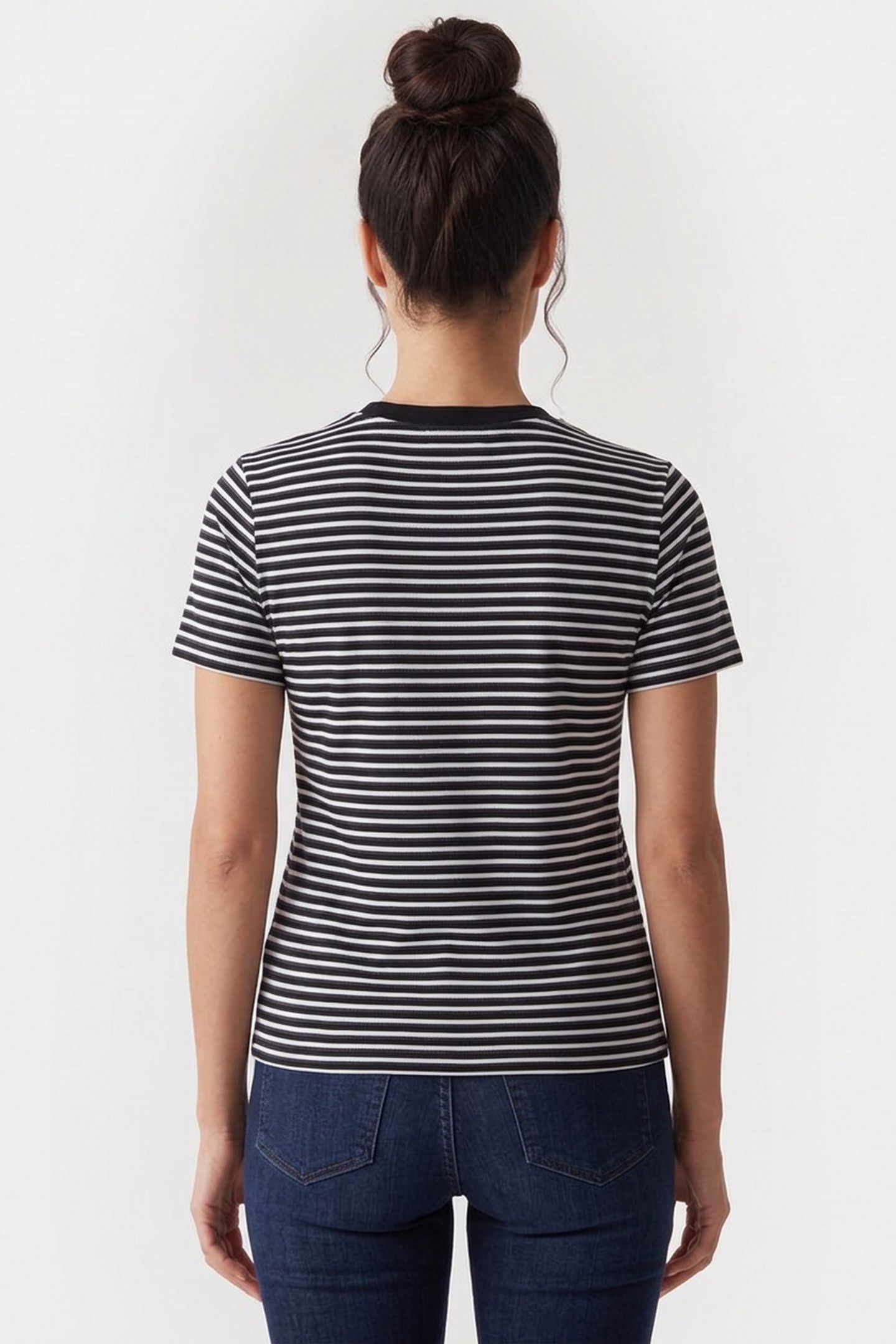 SS SARA STRIPED TOP BLACK AND BLACK WHIT 2