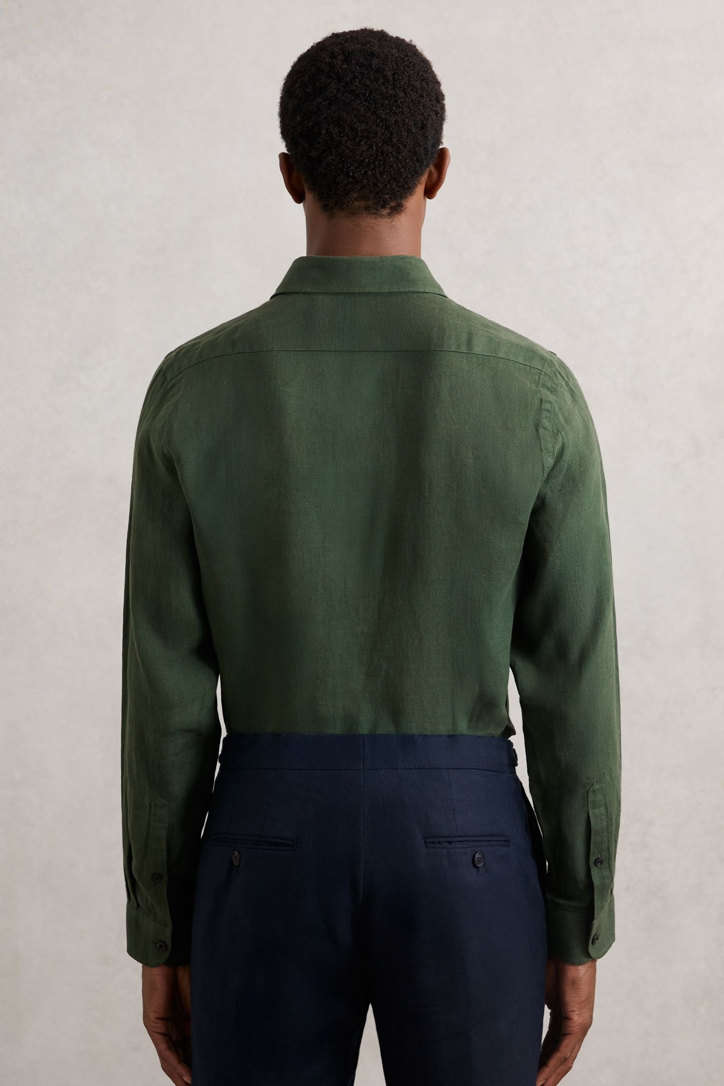 LS LINEN SHIRT KALE GREEN 2