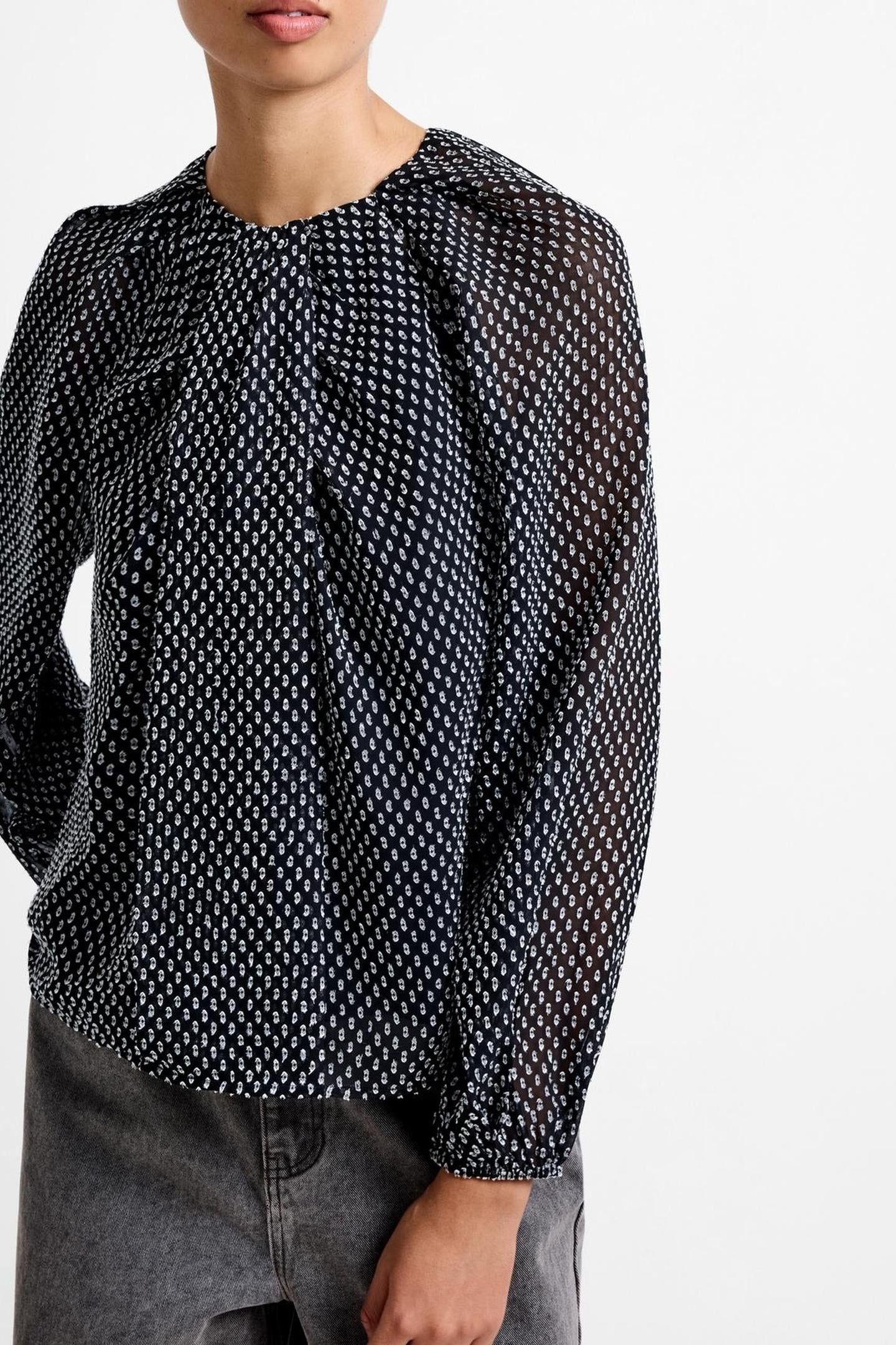 STACEY DOBBY TWIST TOP BLACK/LINEN WHITE 4