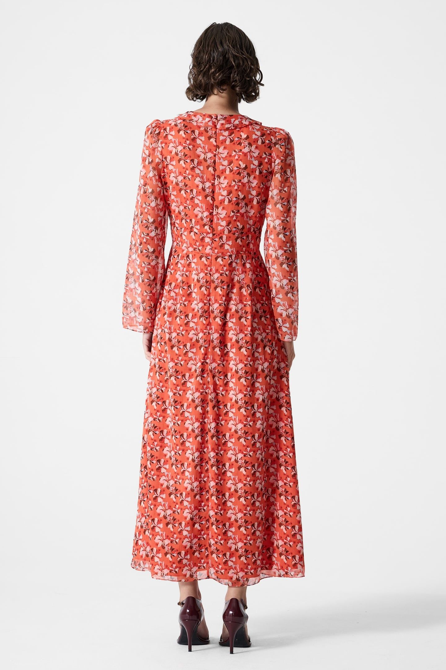 REBECCA EMINA DRESS FLAME ORANGE MULTI 3