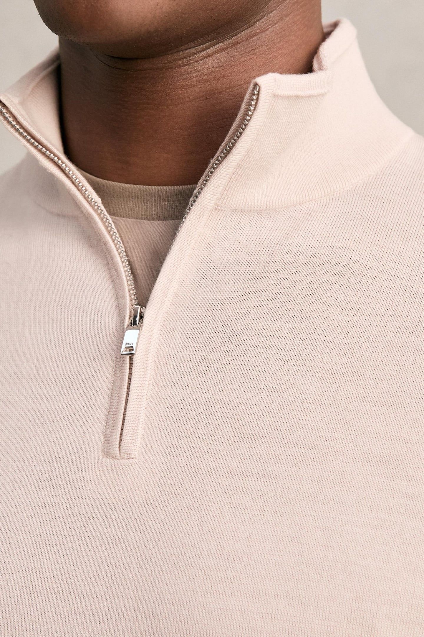 LS HALF ZIP FUNNEL MERINO WOOL JUMPER BEIGE 6