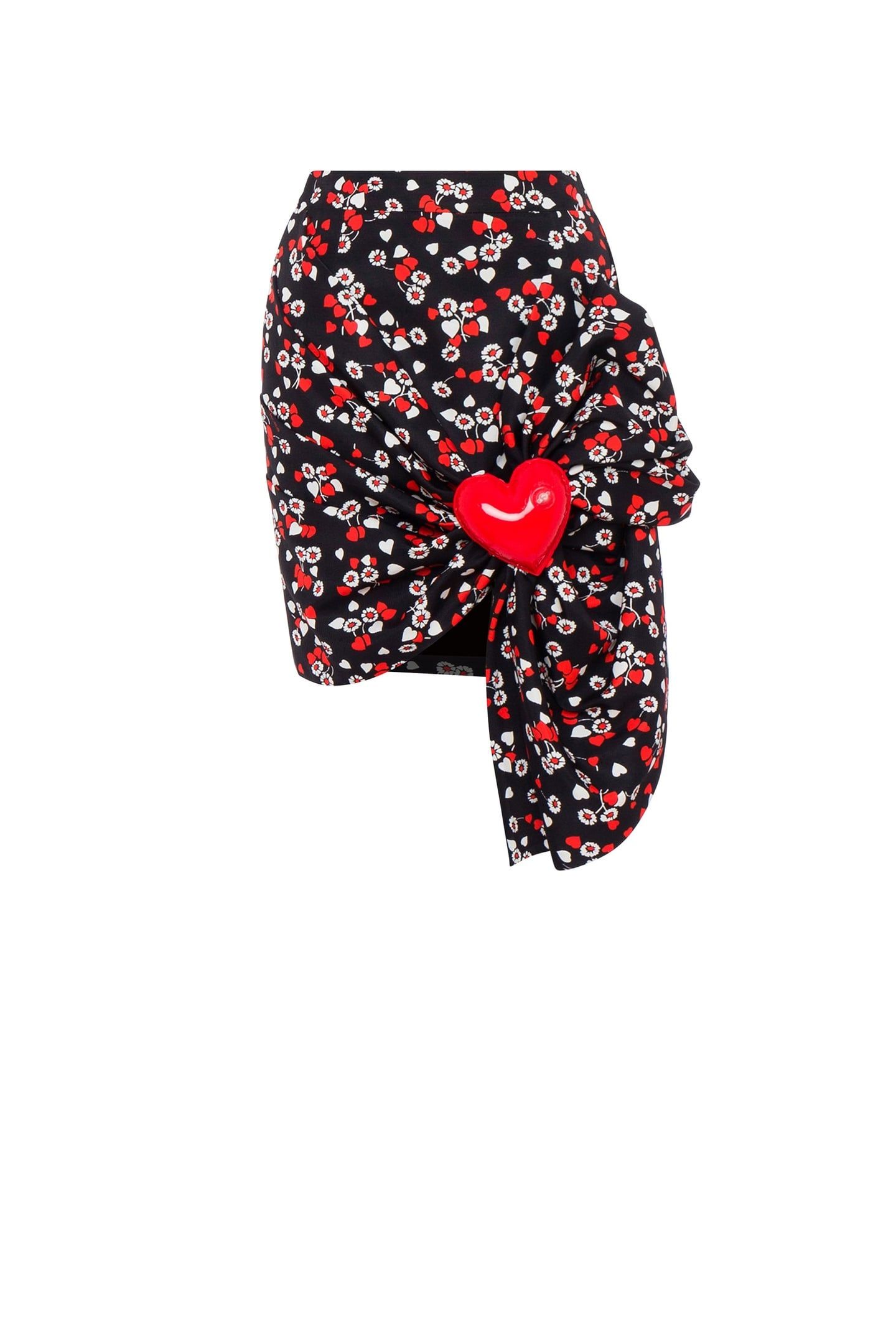 ALLOVER HEARTS & FLOWERS OTTOMAN MINISKIRT BLACK 3