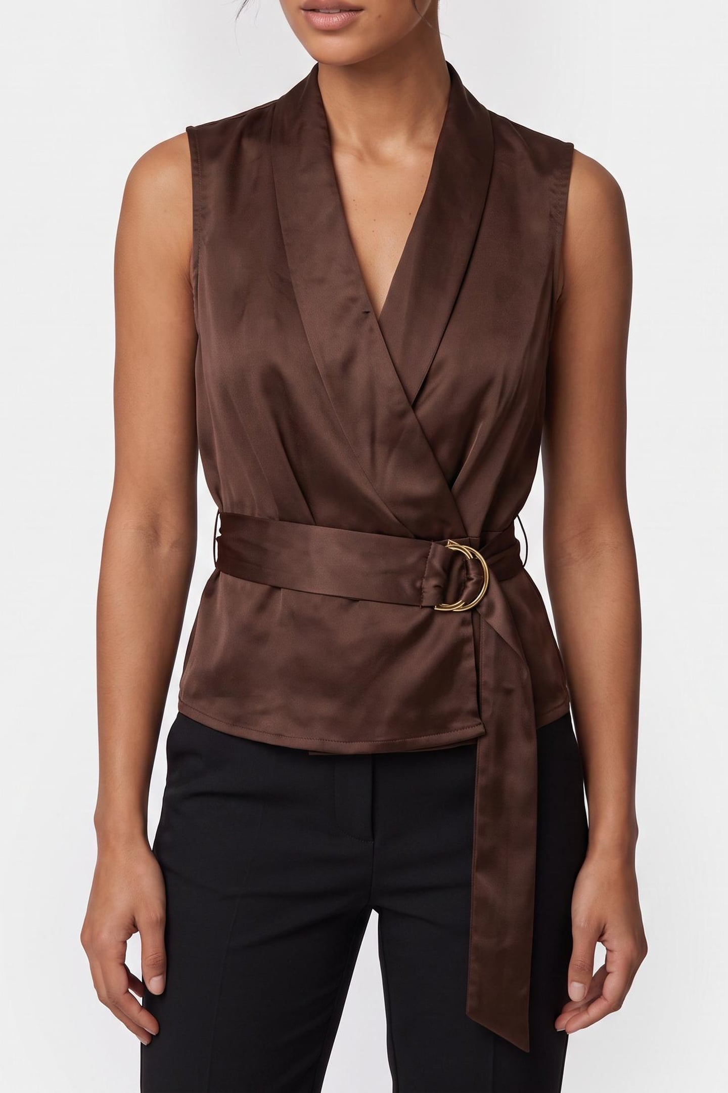 IVA OVERLAP SL BLOUS RICH BROWN 1