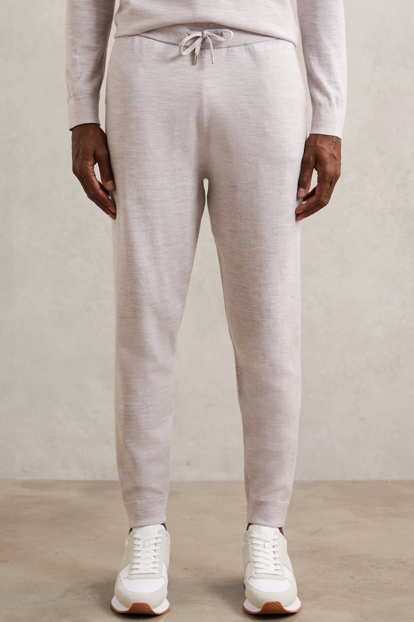 MERINO DRAWSTRING JOGGER WICKER BROWN MELANGE 1