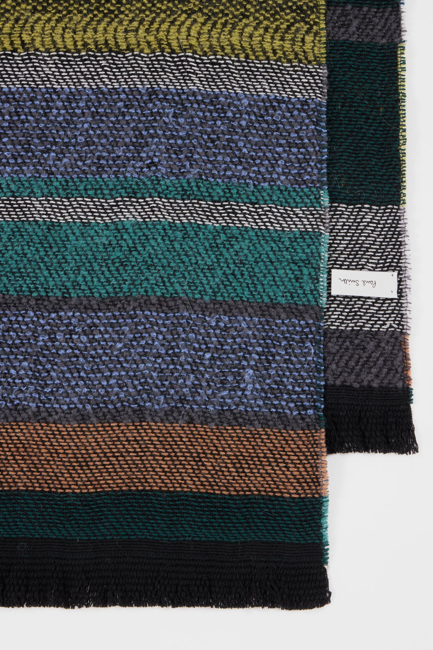MEN SCARF MOHAIR STRIPE PETROL GREEN 2