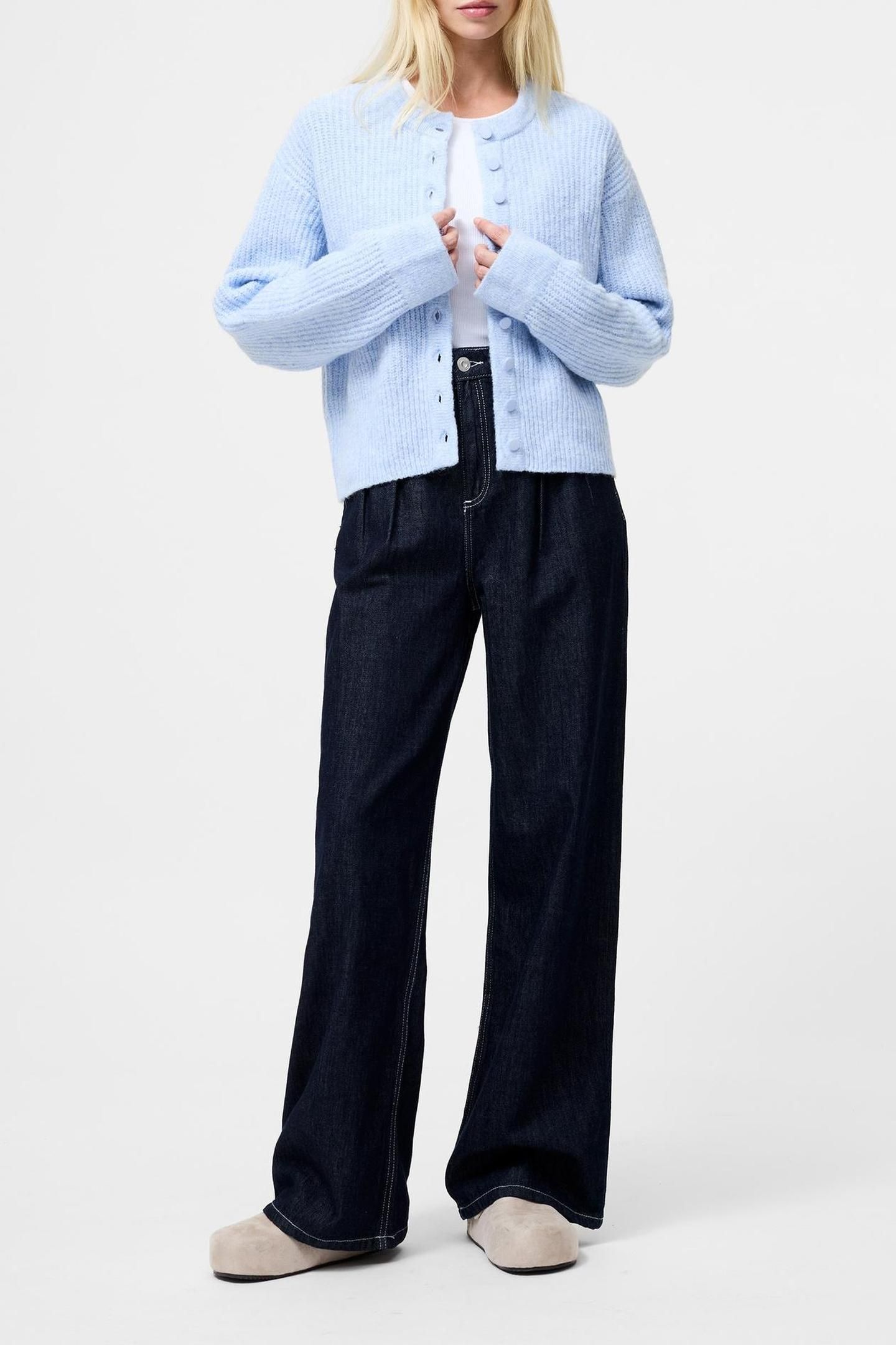KEZIA KNIT LS CARDIGAN ARCTIC BLUE 1